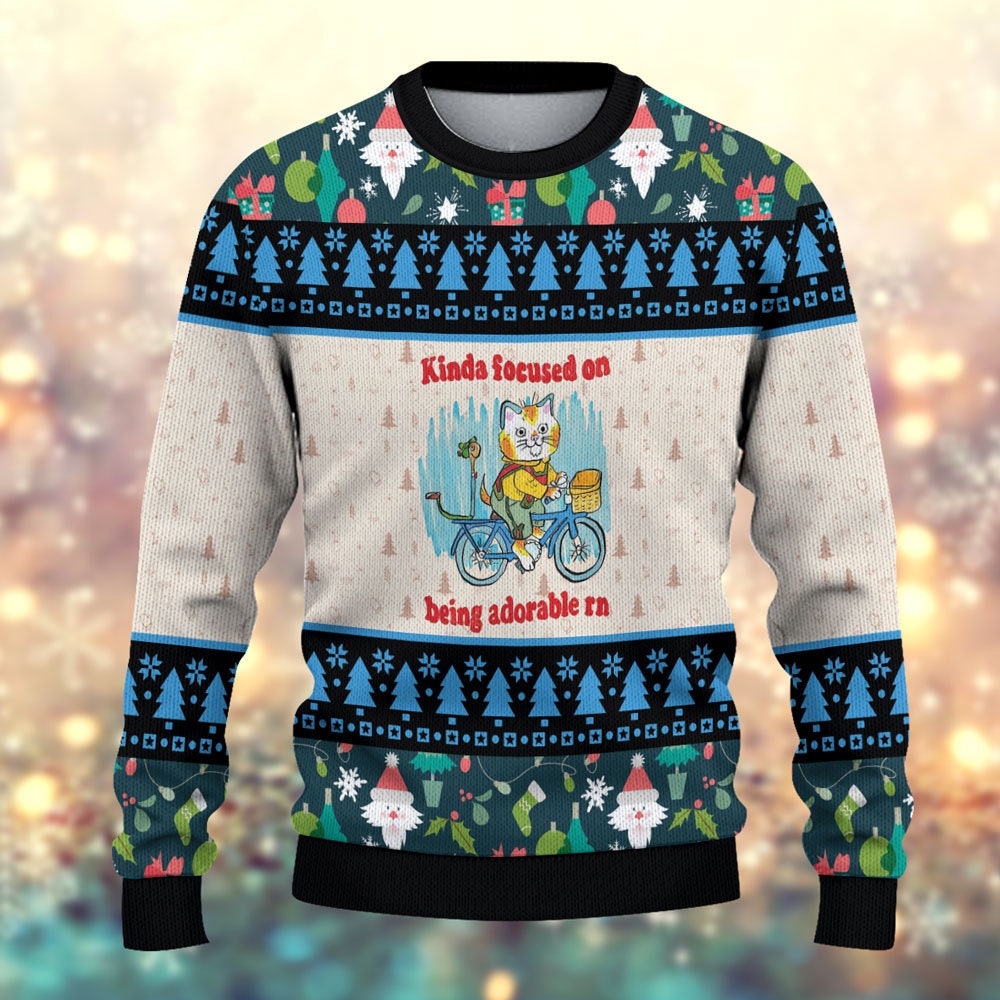 adorable cat ugly holiday sweater ydne8