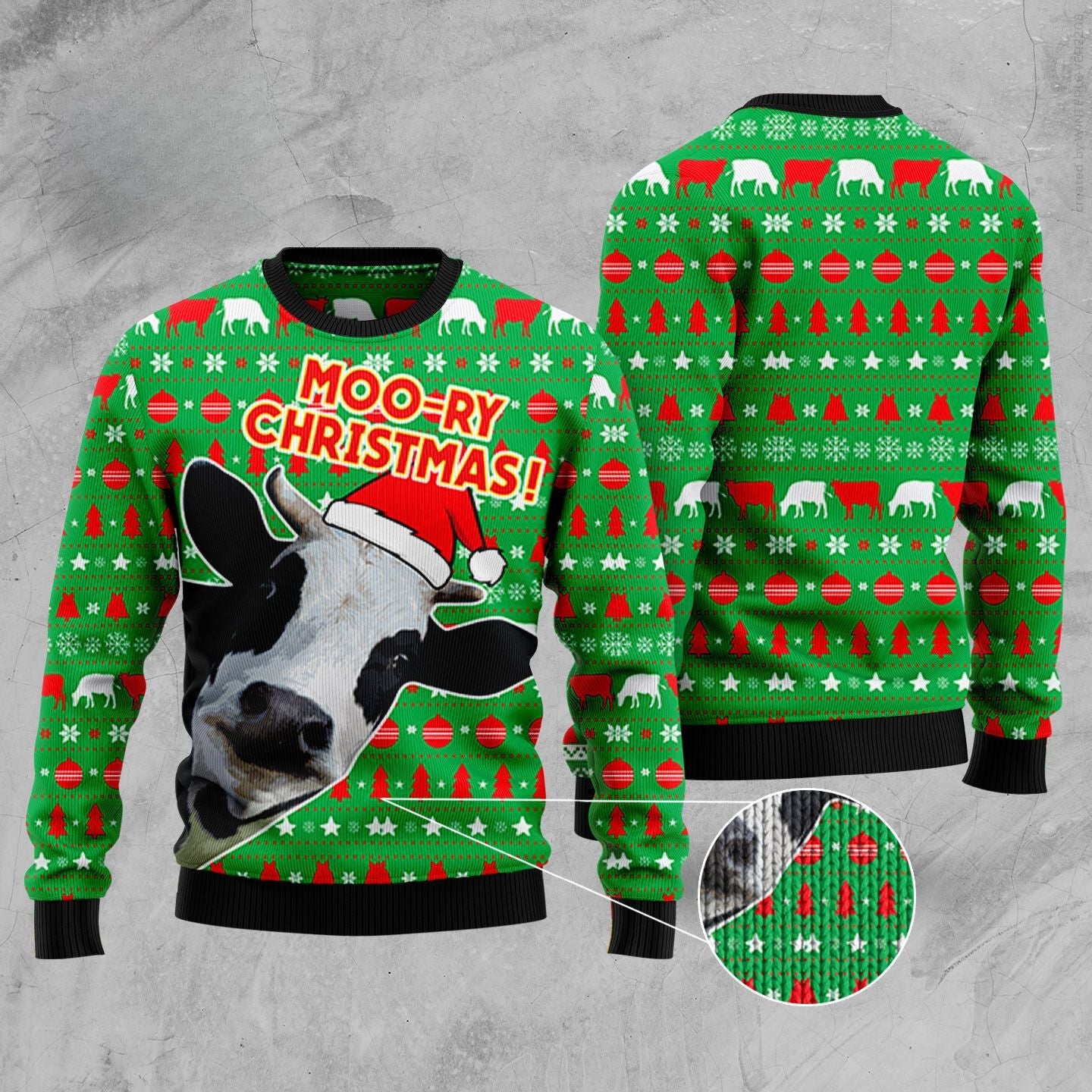 Adorable Cow Pattern Ugly Christmas Sweater