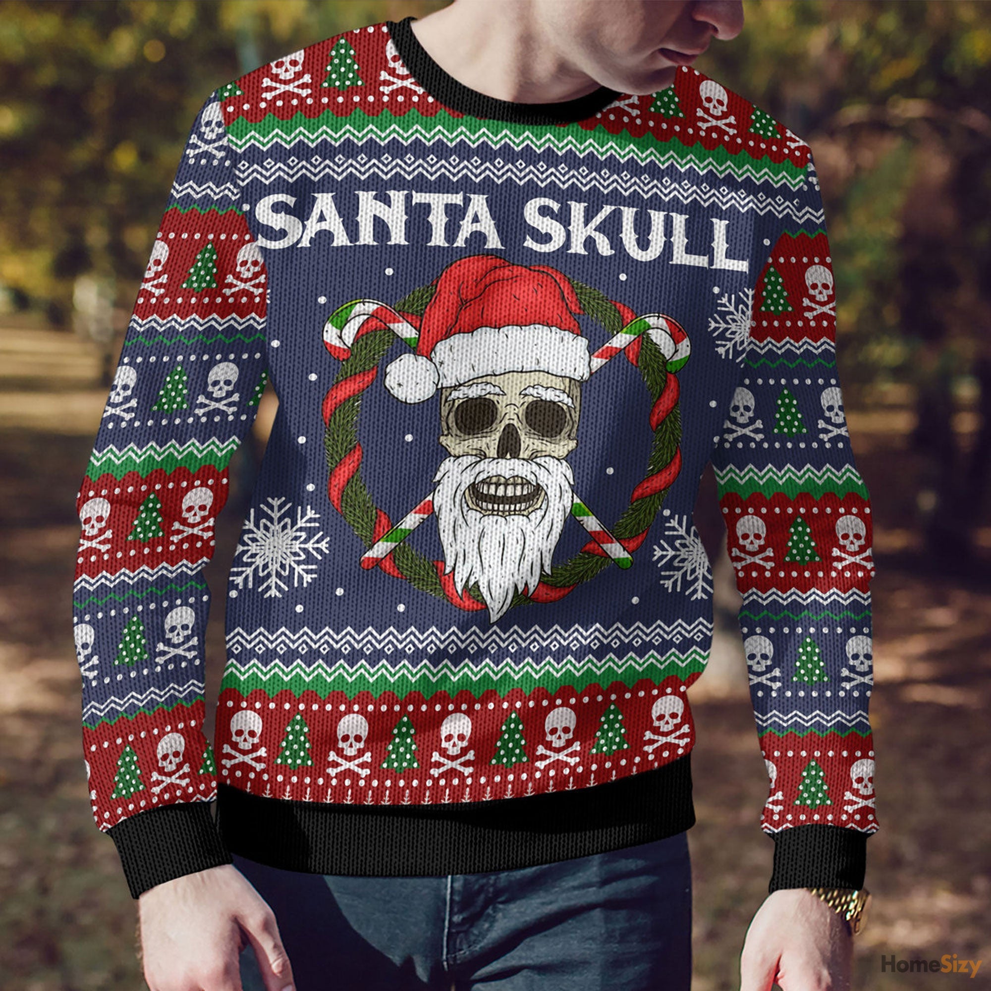 Animal Santa Skull Christmas Sweater – Ugly Holiday Sweater for Festive Parties