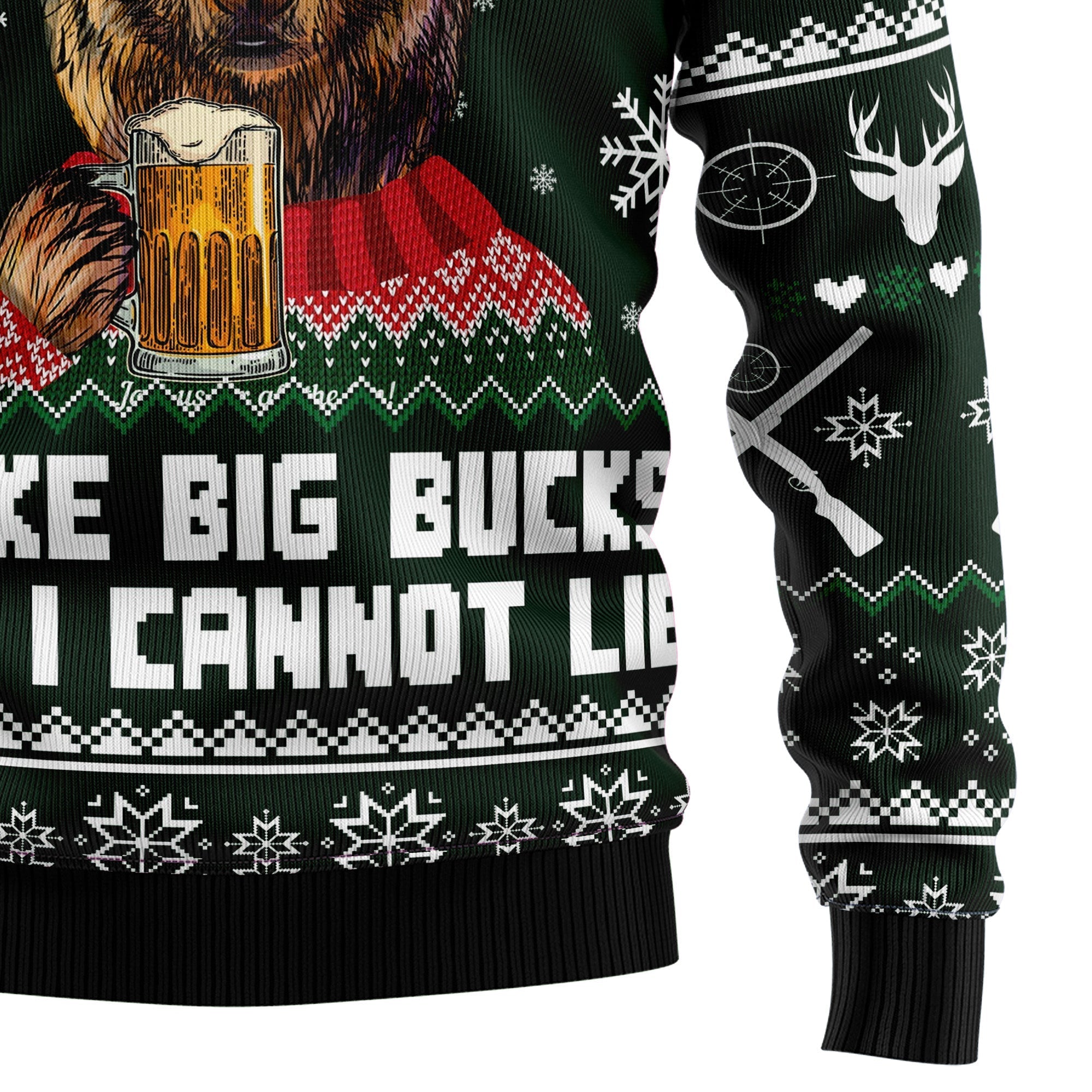 Bear Hunting & Beer Ugly Christmas Sweater for Men and Women