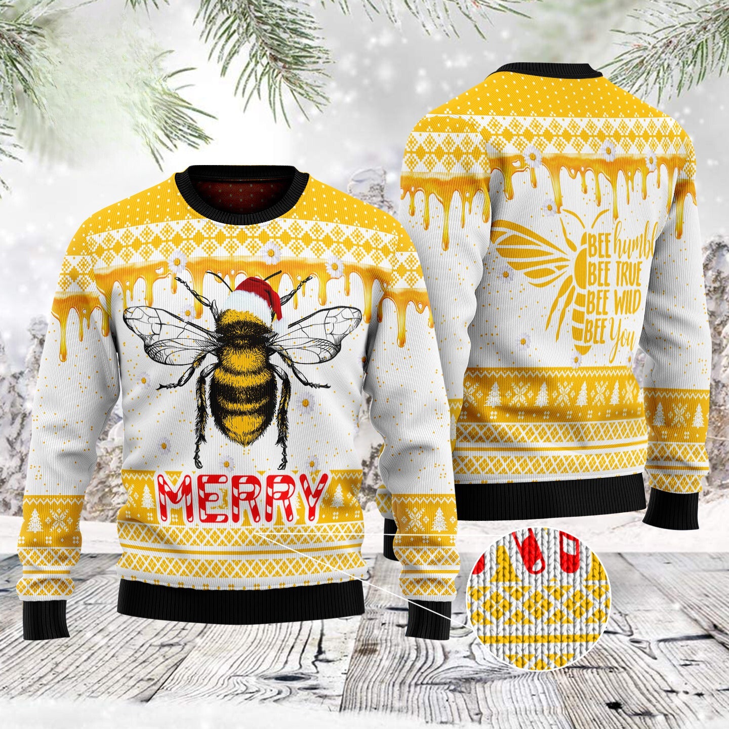 Bee Merry Funny Family Christmas Sweater – Ugly Holiday Sweater for Festive Gatherings