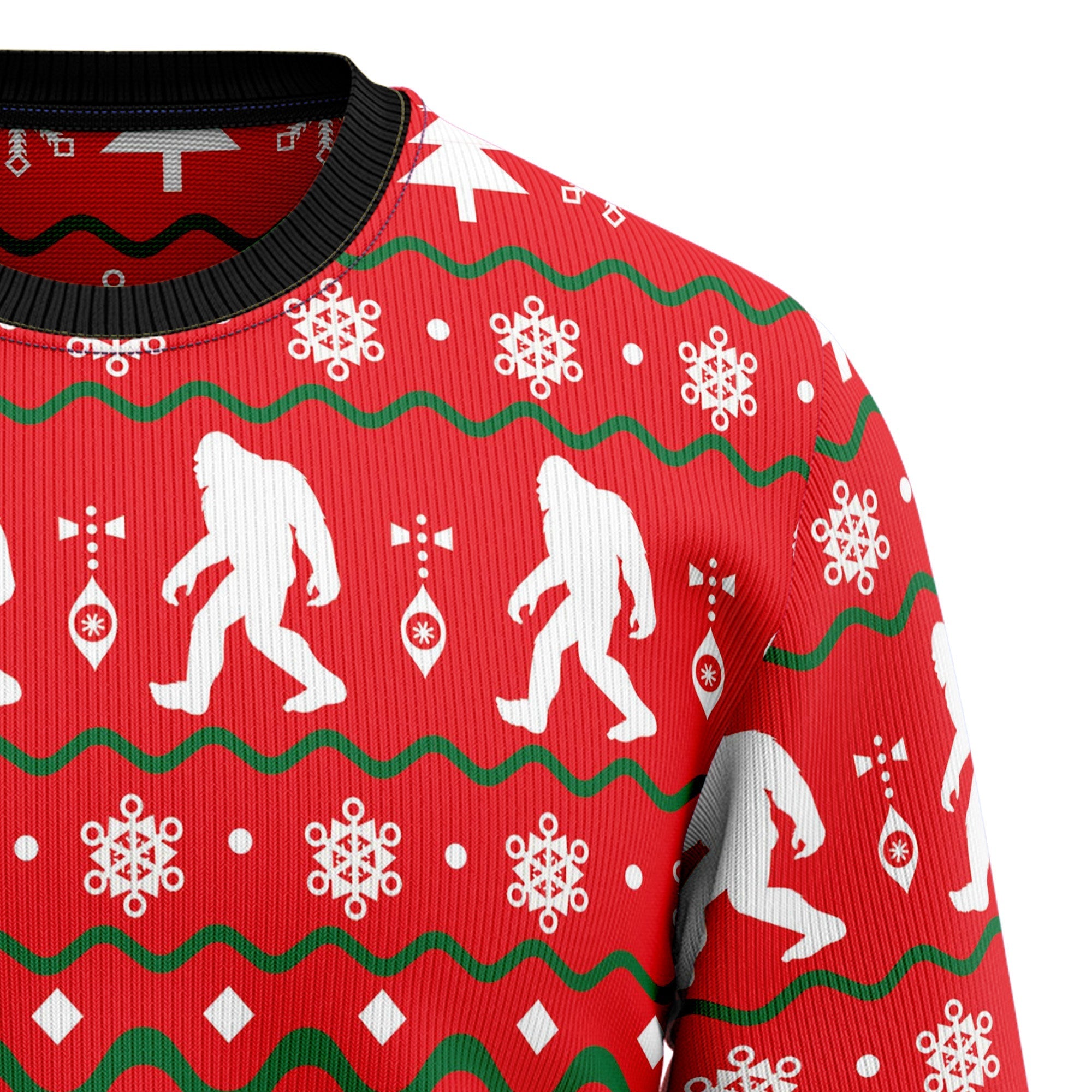 Bigfoot Christmas Sweater – Ugly Holiday Sweater for Men and Women