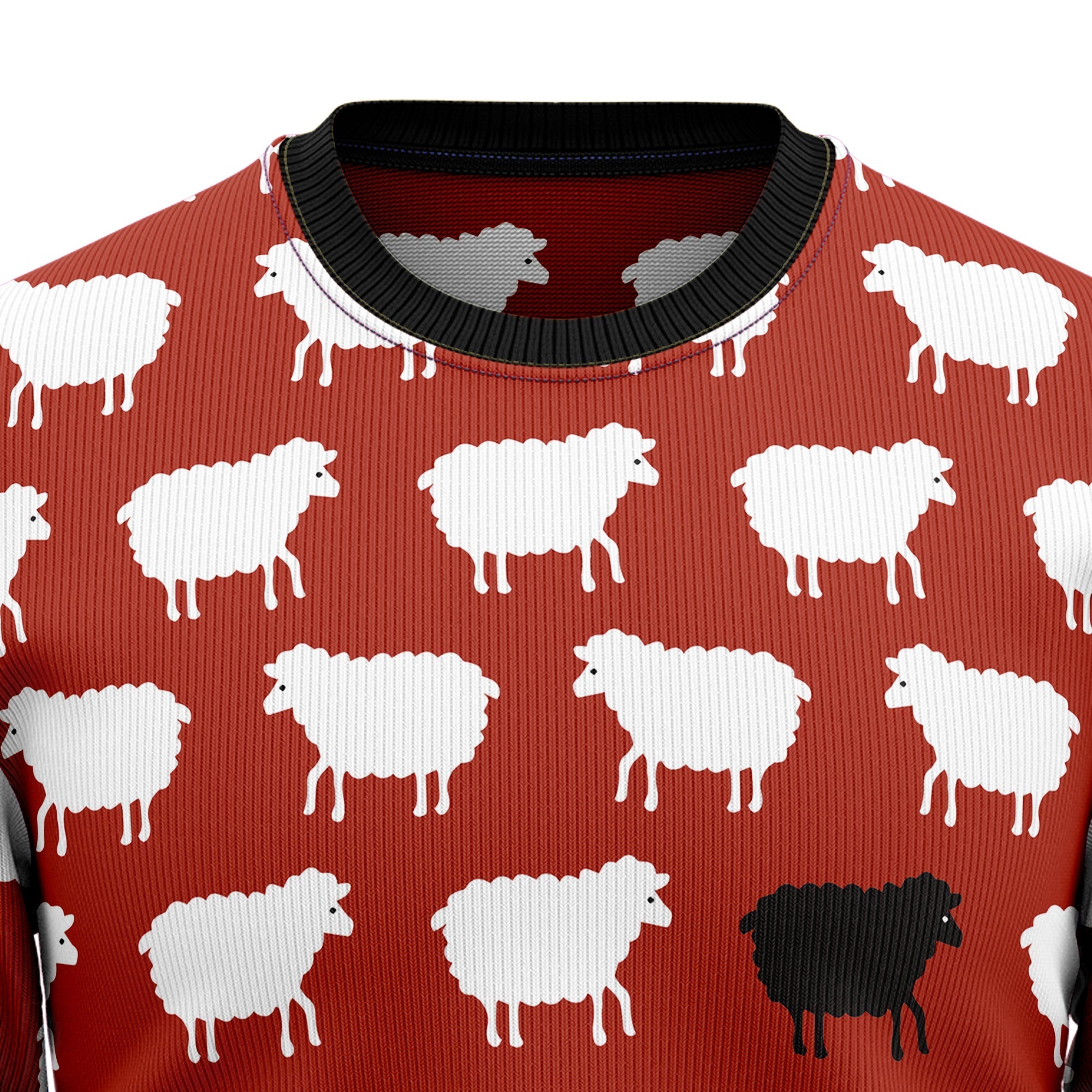 Black and White Sheep Ugly Christmas Sweater for Unisex Holiday Apparel