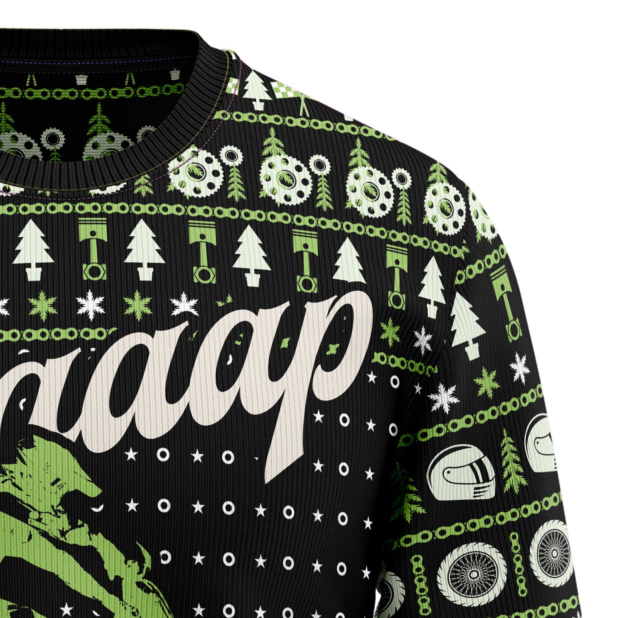 Braaap Moto Festive Ugly Christmas Sweater for Motorcycle Enthusiasts