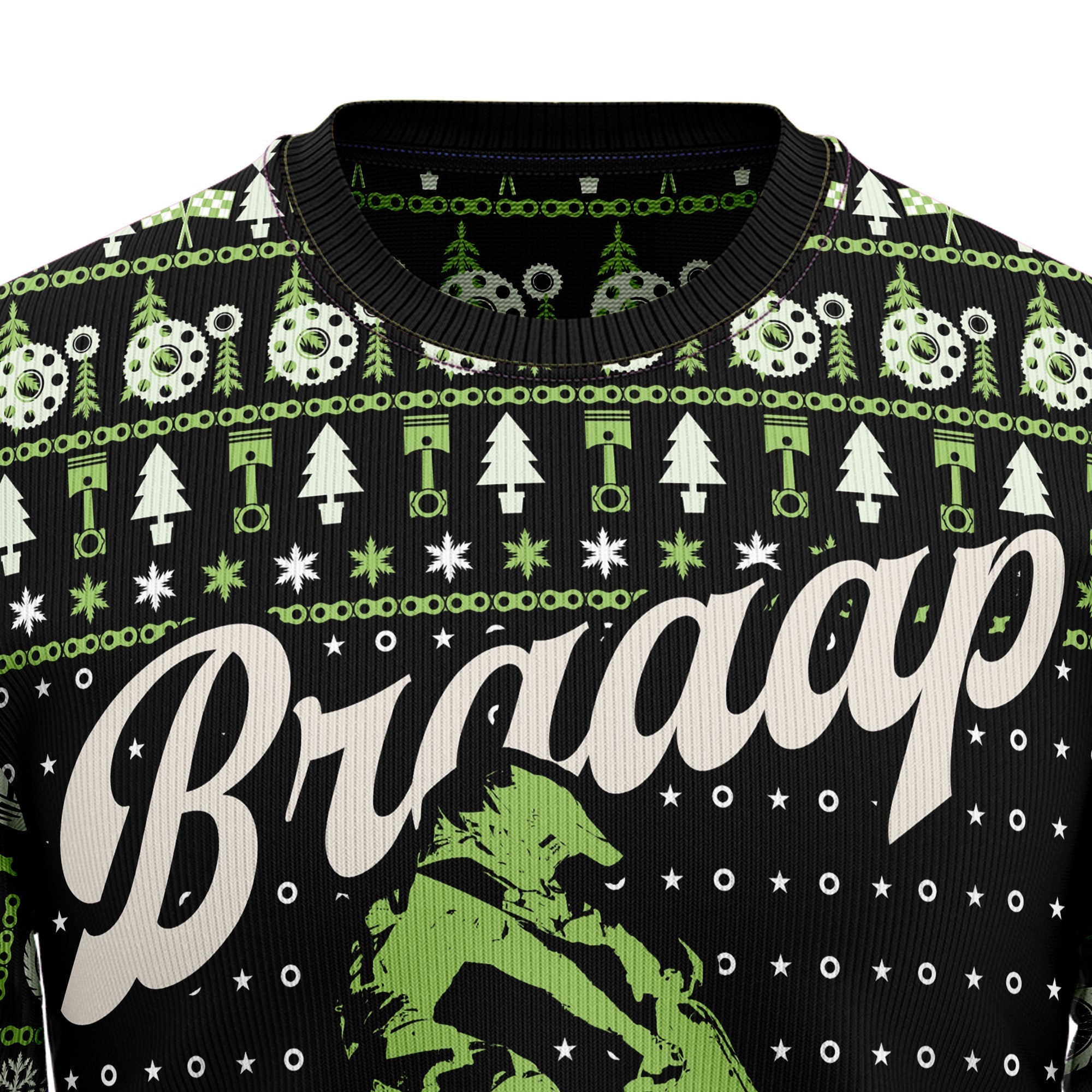 Braaap Moto Festive Ugly Christmas Sweater for Motorcycle Enthusiasts