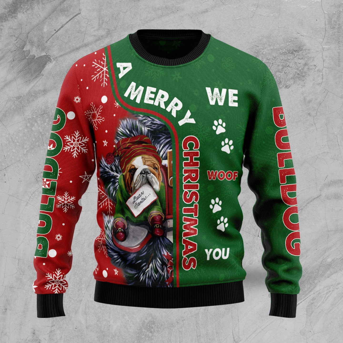 bulldog christmas ugly sweater woofing holiday apparel edgyv