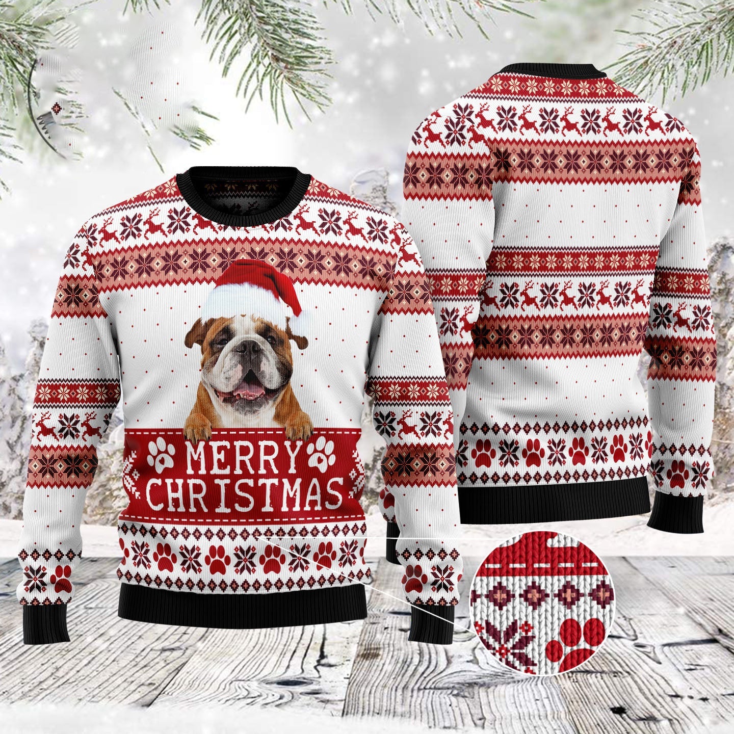 Bulldog Christmas Ugly Sweater for Dog Lovers