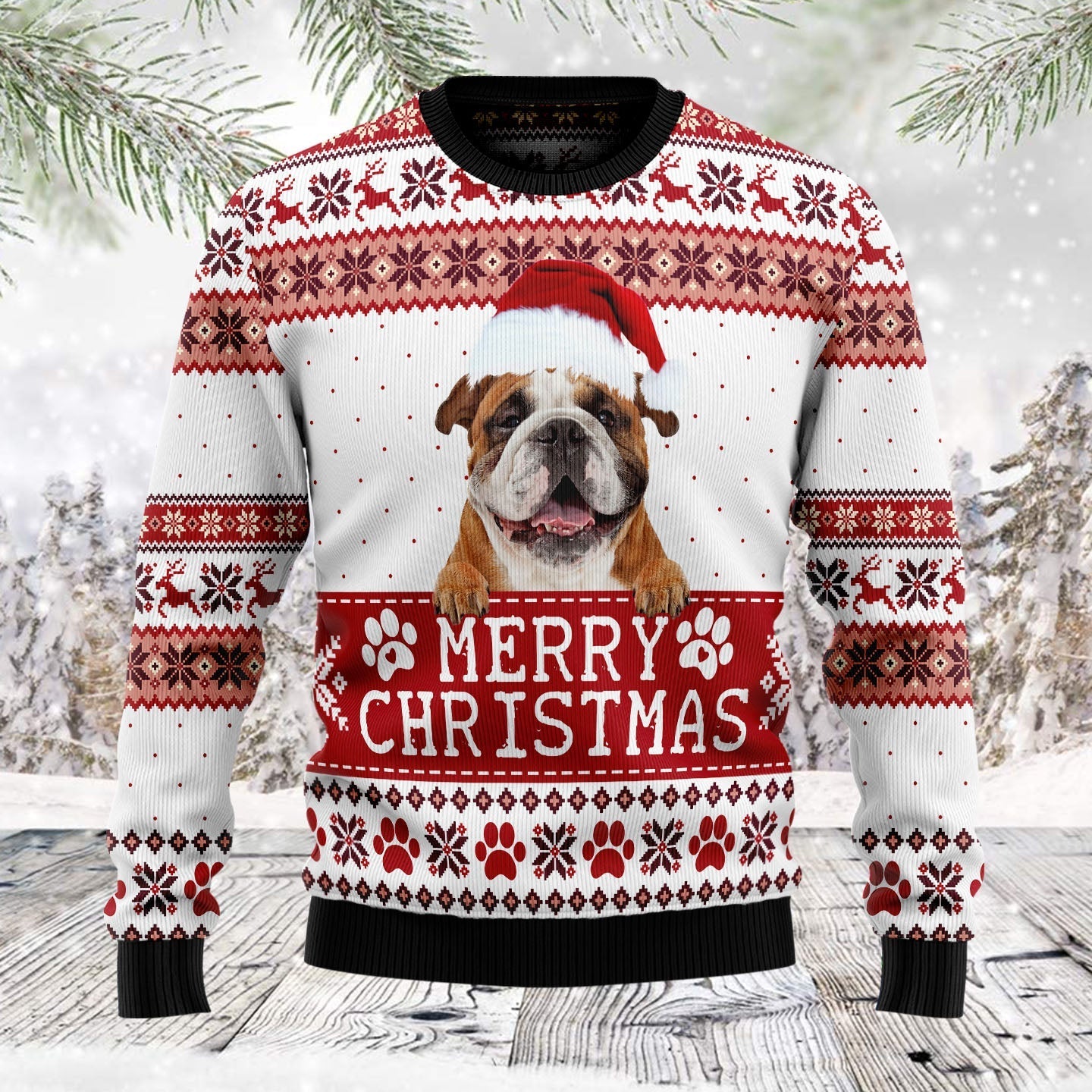 bulldog christmas ugly sweater for dog lovers