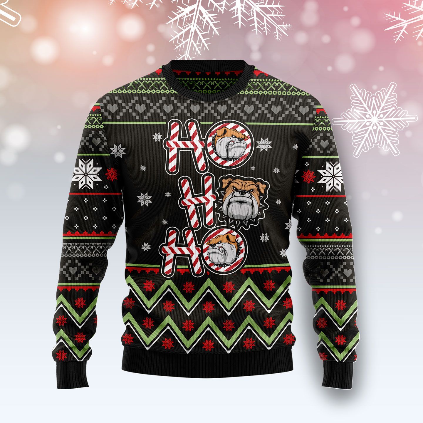 bulldog ho ho ho festive ugly christmas sweater for dog lovers