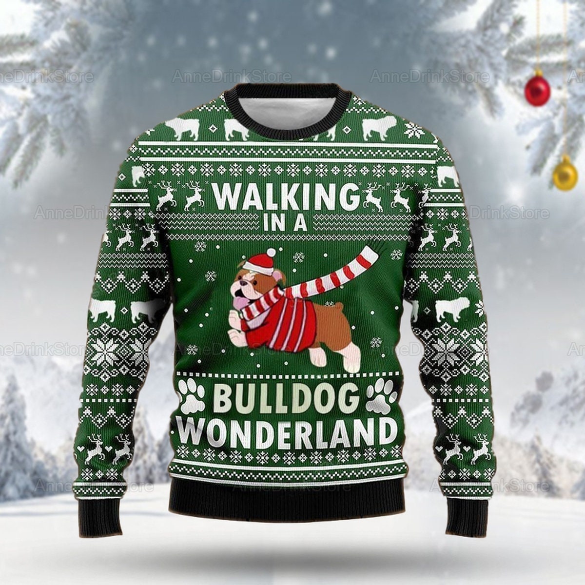 bulldog wonderland ugly sweater fun holiday apparel sljpg