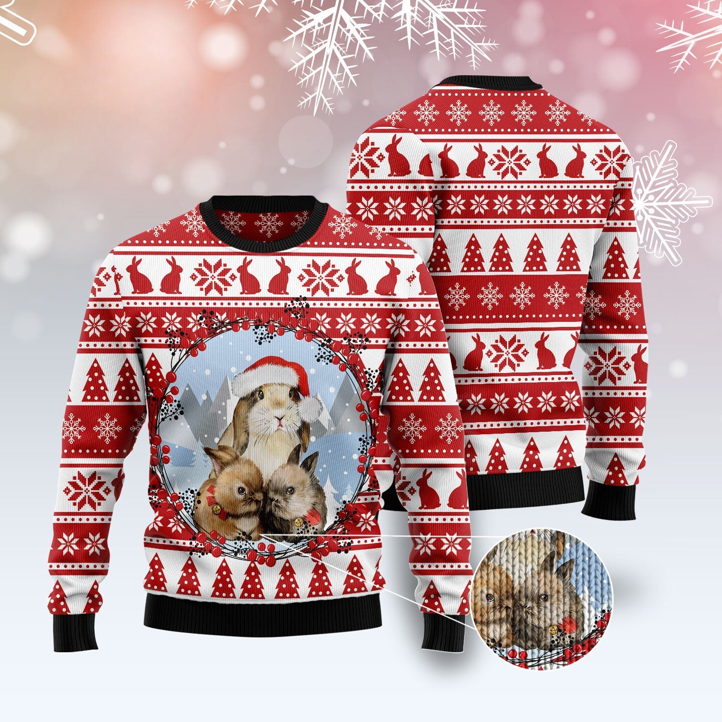 Bunny Christmas Ugly Sweater – Funny Holiday Sweater for Women and Men