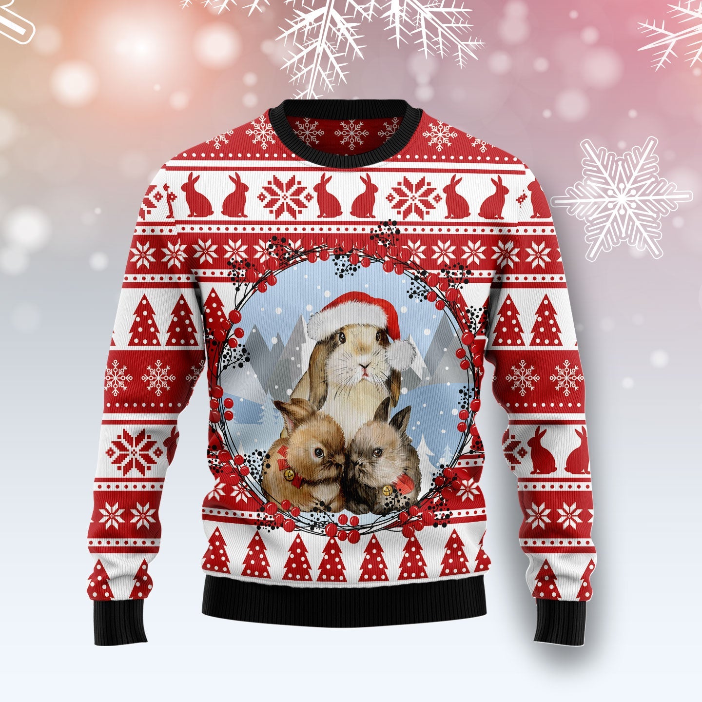 bunny christmas ugly sweater funny holiday sweater for women and men tnqjf