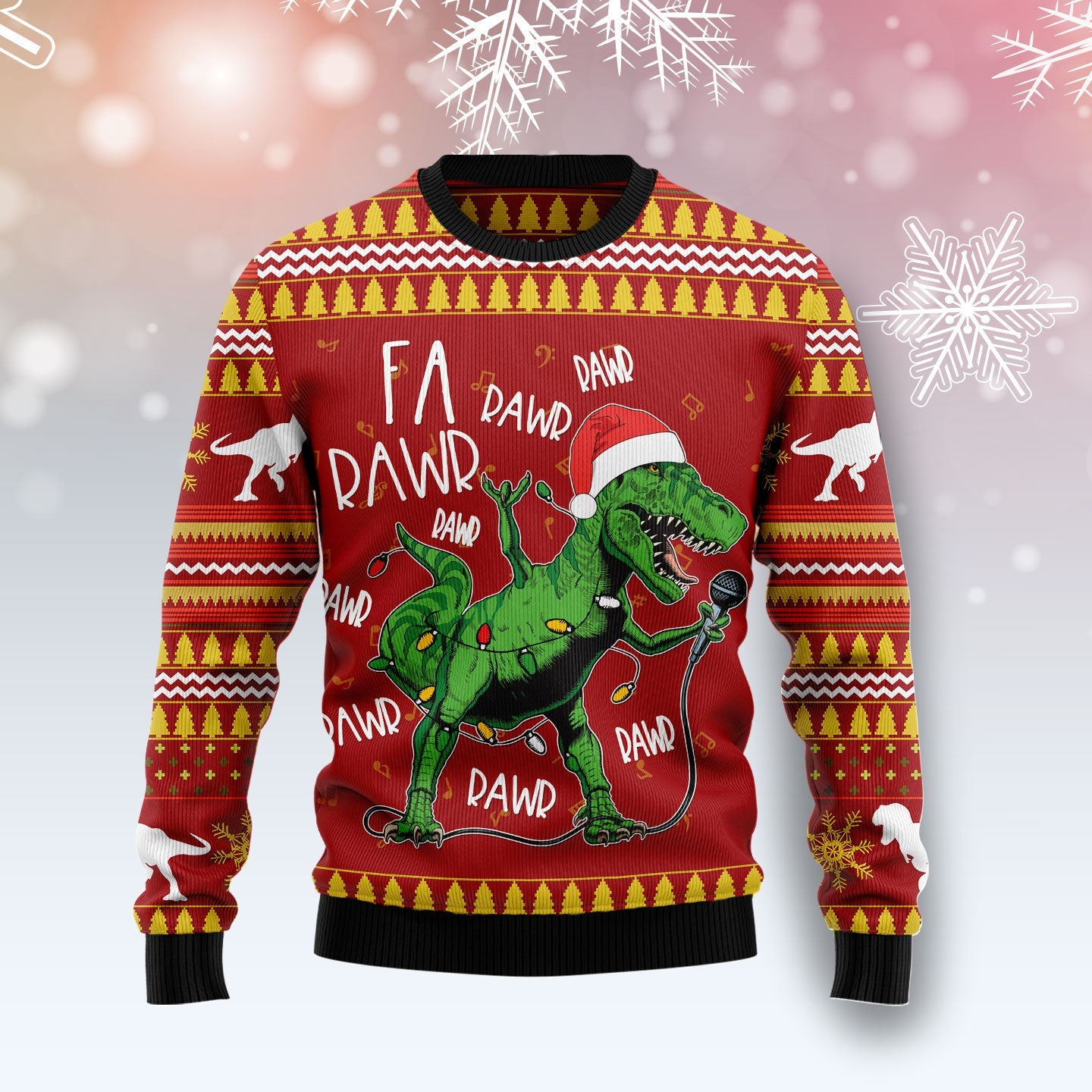 christmas dinosaur singing ugly sweater for men and women okibb