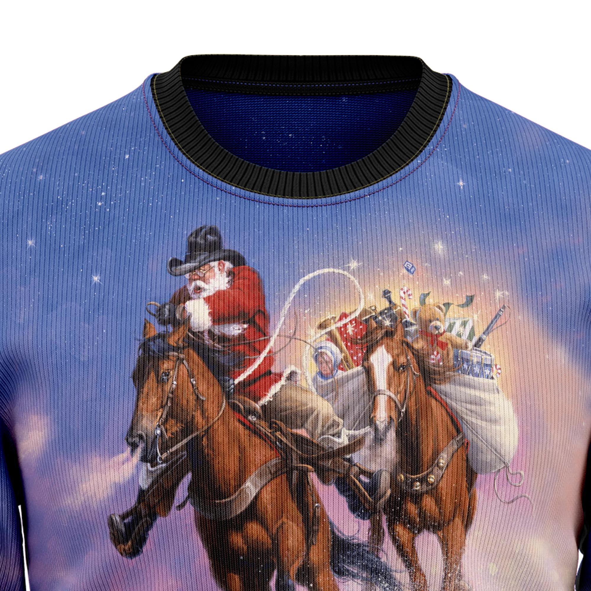 Cowboy Santa Claus Christmas Ugly Sweater for Men and Women