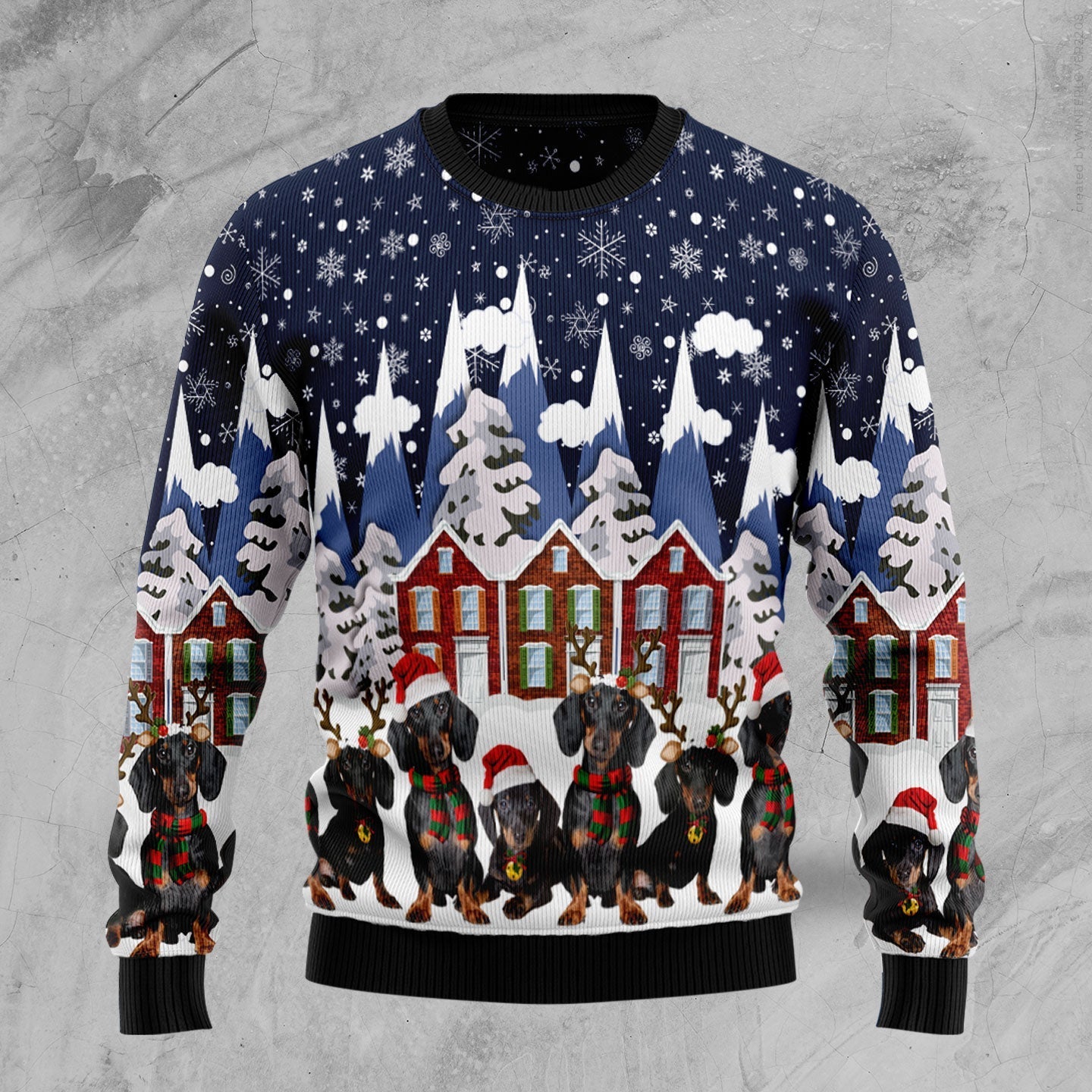 dachshund themed ugly christmas sweater for family holiday festivities