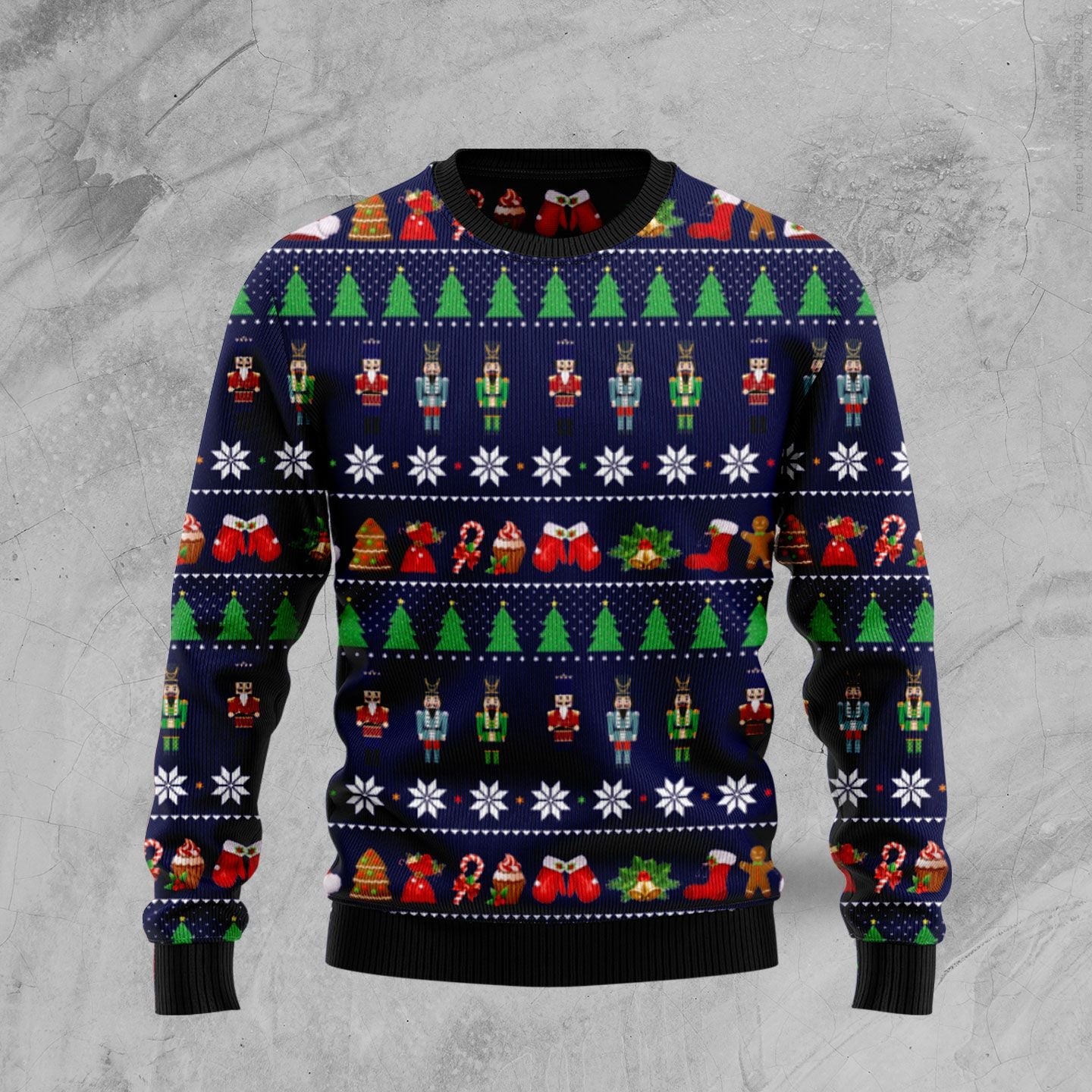 dark blue nutcracker christmas ugly sweater for men and women funny holiday sweater webg9