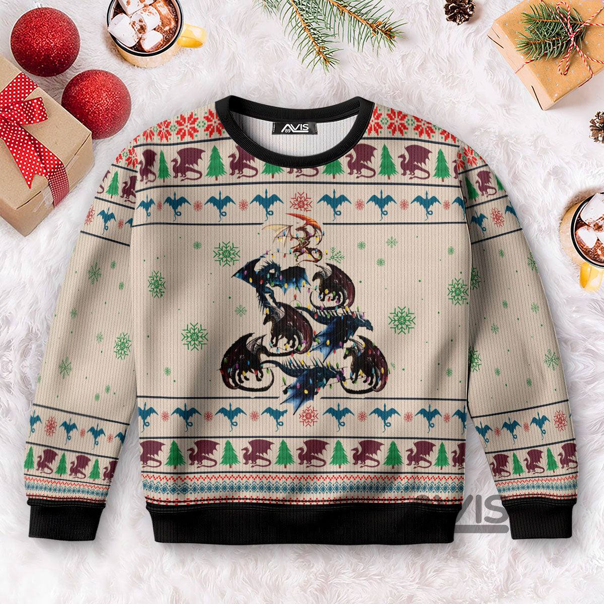 dragon tree holiday sweater for men and women festive ugly christmas sweater design kemh1