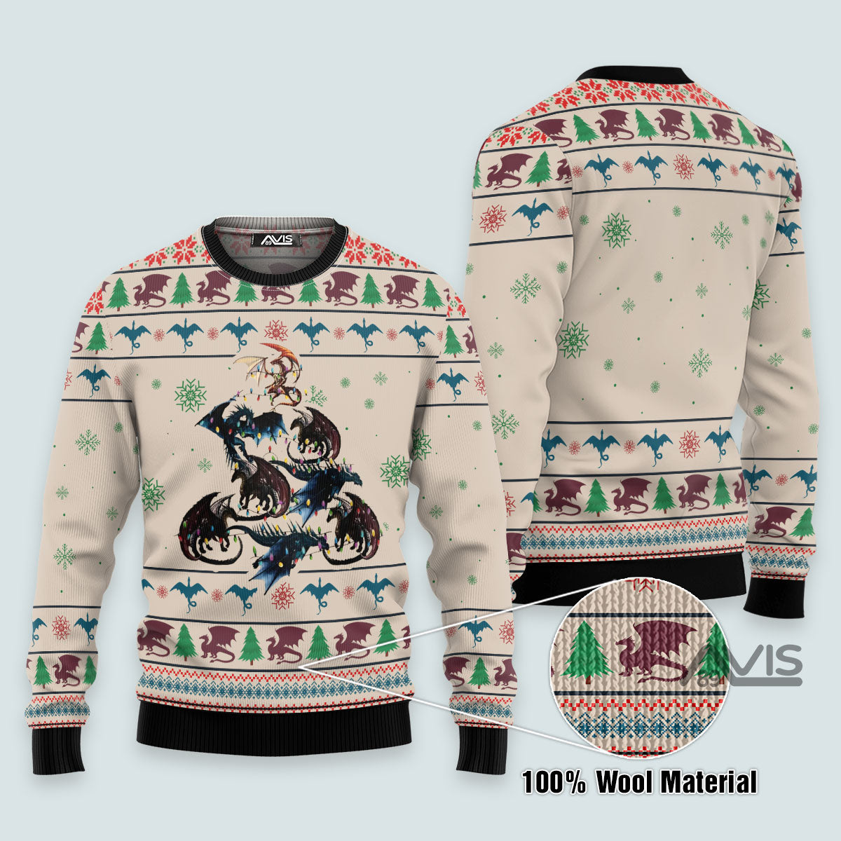 Dragon Tree Holiday Sweater for Men and Women – Festive Ugly Christmas Sweater Design