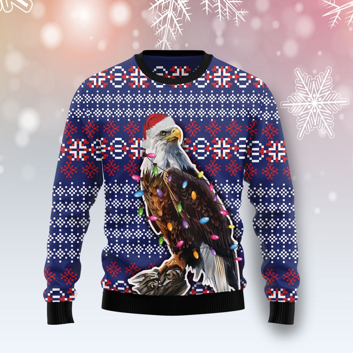 eagle christmas light holiday sweater for men and women jdn8t