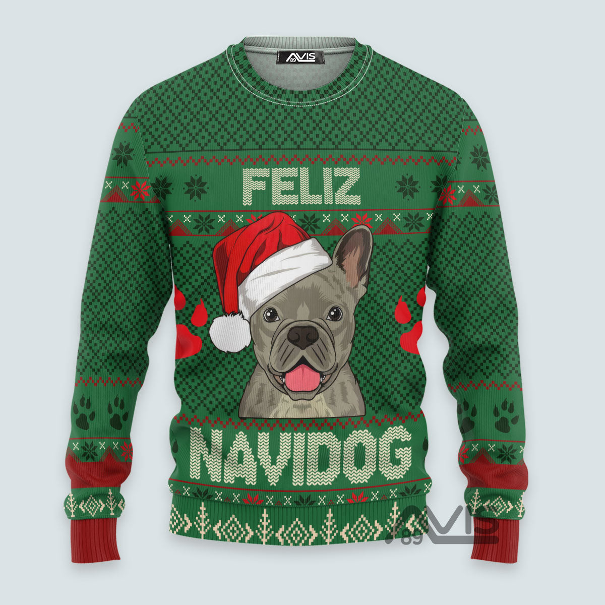 Feliz Navidog French Bulldog Ugly Christmas Sweater for Dogs