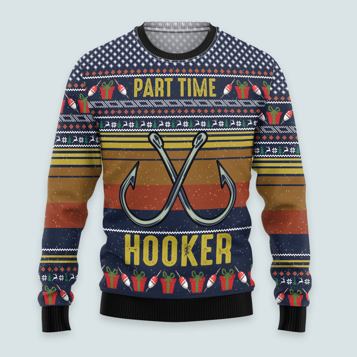 fishing themed part time ugly christmas sweater umzpc