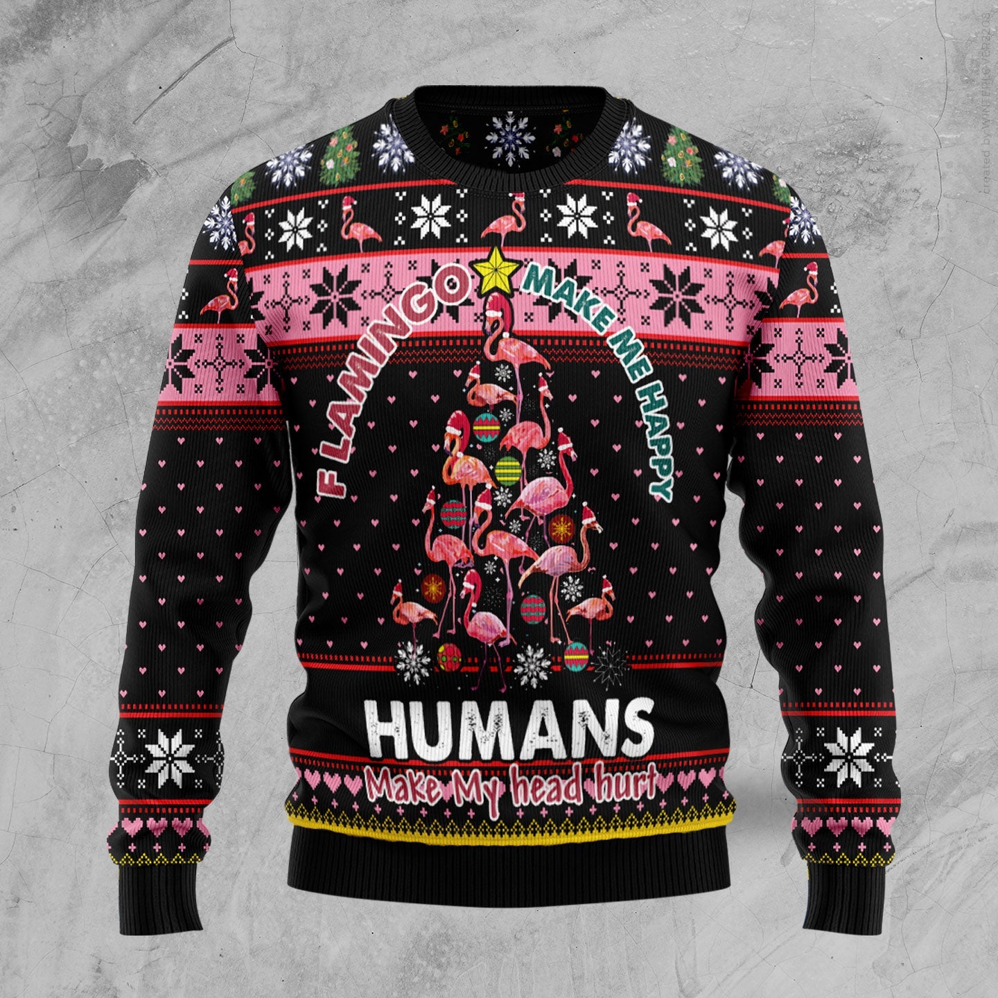 flamingo happiness ugly christmas sweater