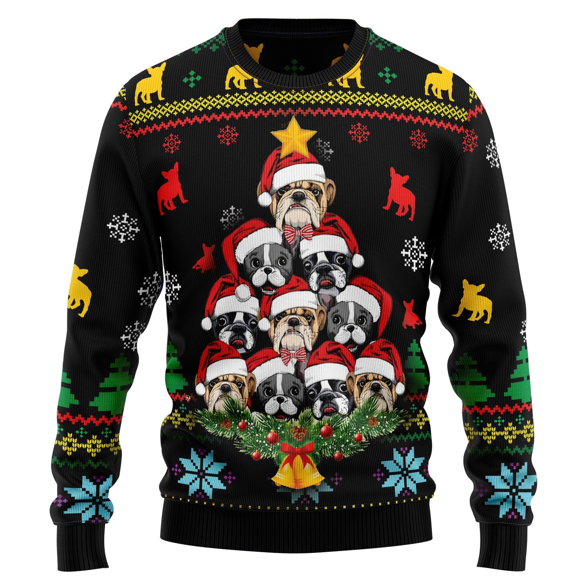 french bulldog black christmas sweater ugly holiday sweater for dog lovers puawb