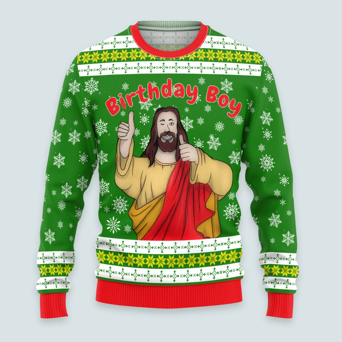 funny birthday boy jesus ugly christmas sweater fhofk