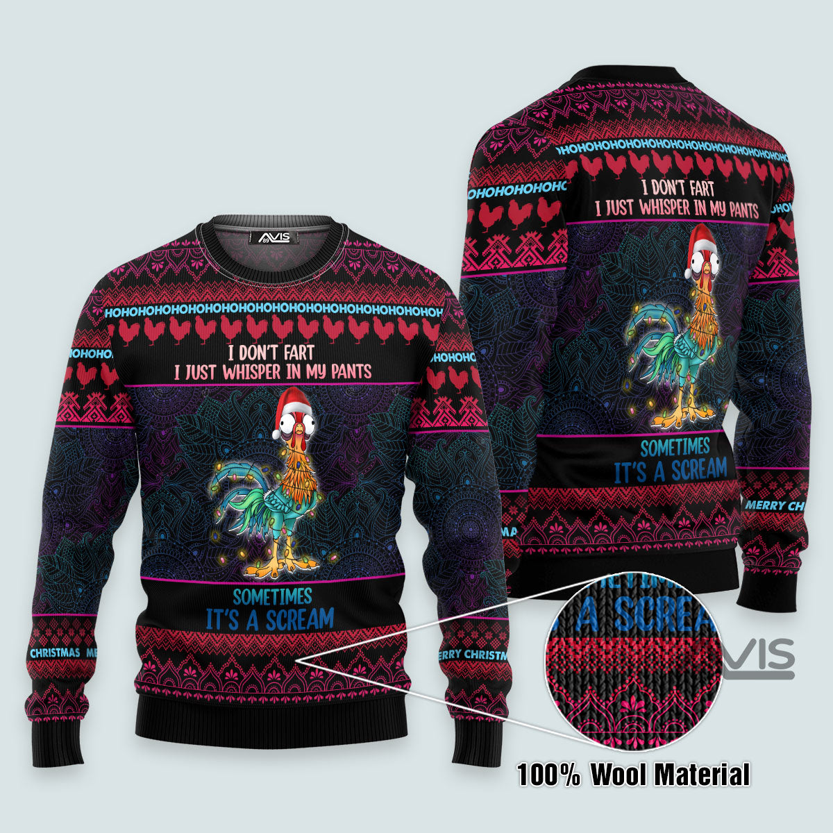 Funny Christmas Chicken Ugly Sweater for Men and Women