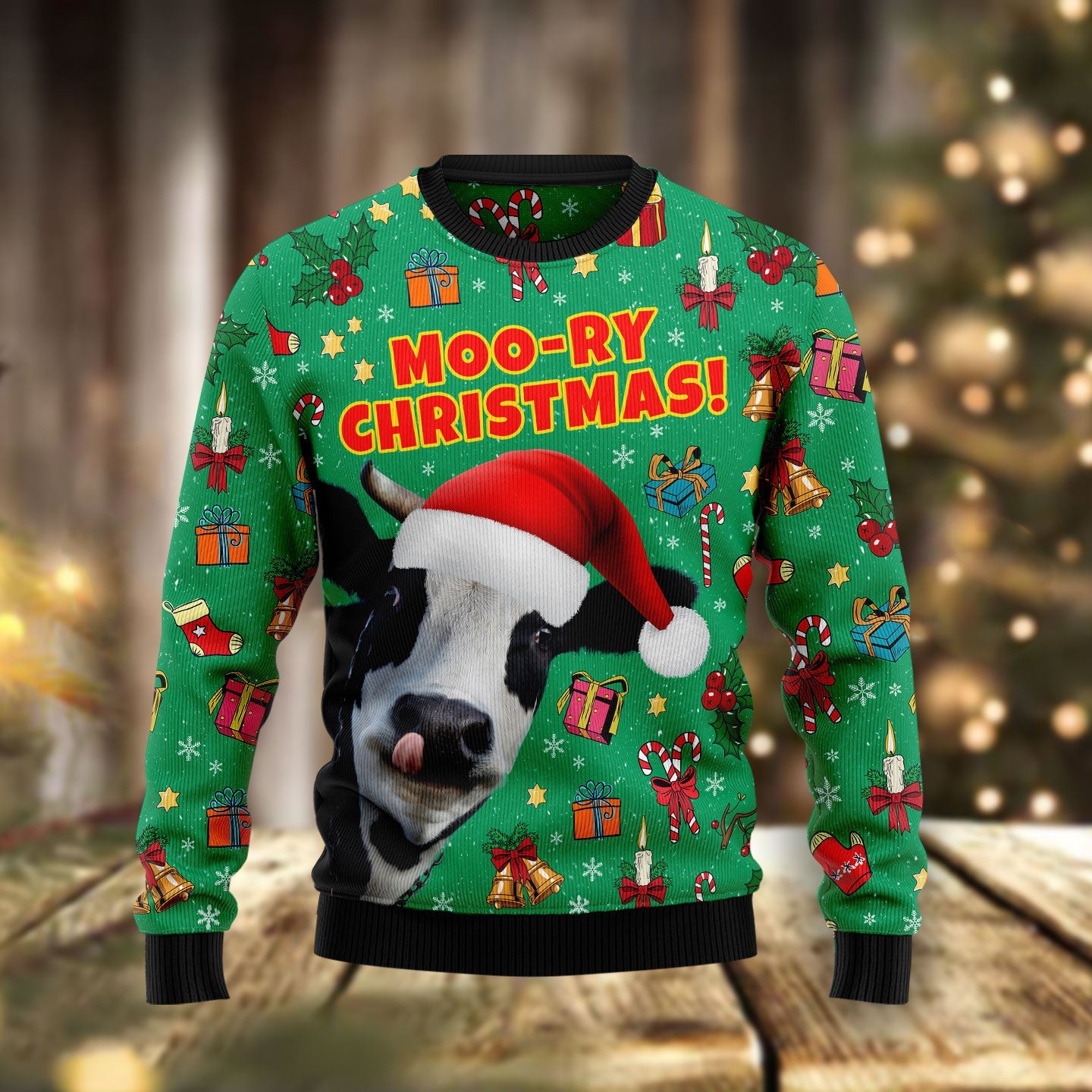 funny moo ry christmas pattern ugly sweater for holiday celebrations k7q85