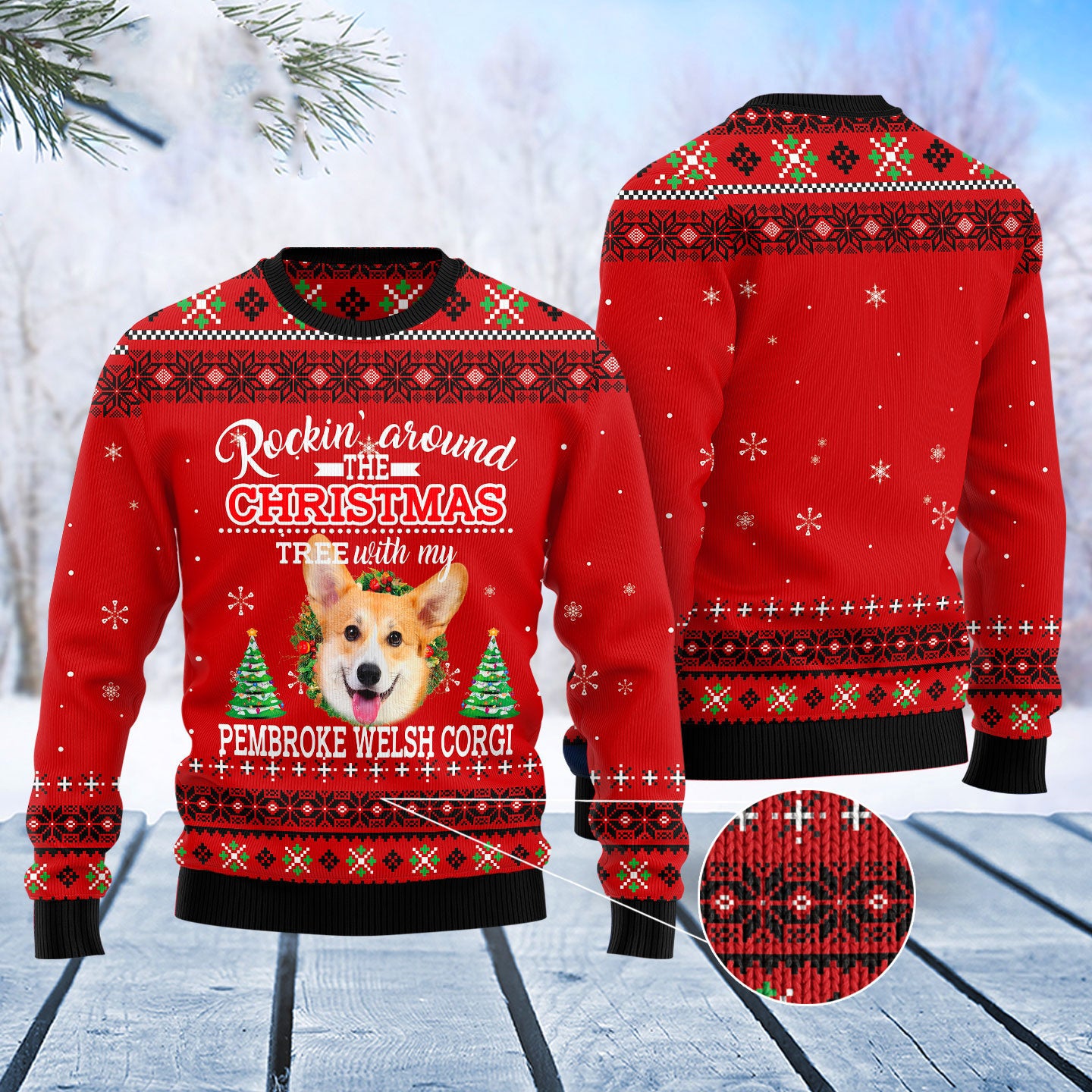 Funny Pembroke Welsh Corgi Rockin’ Ugly Christmas Sweater for Dog Lovers