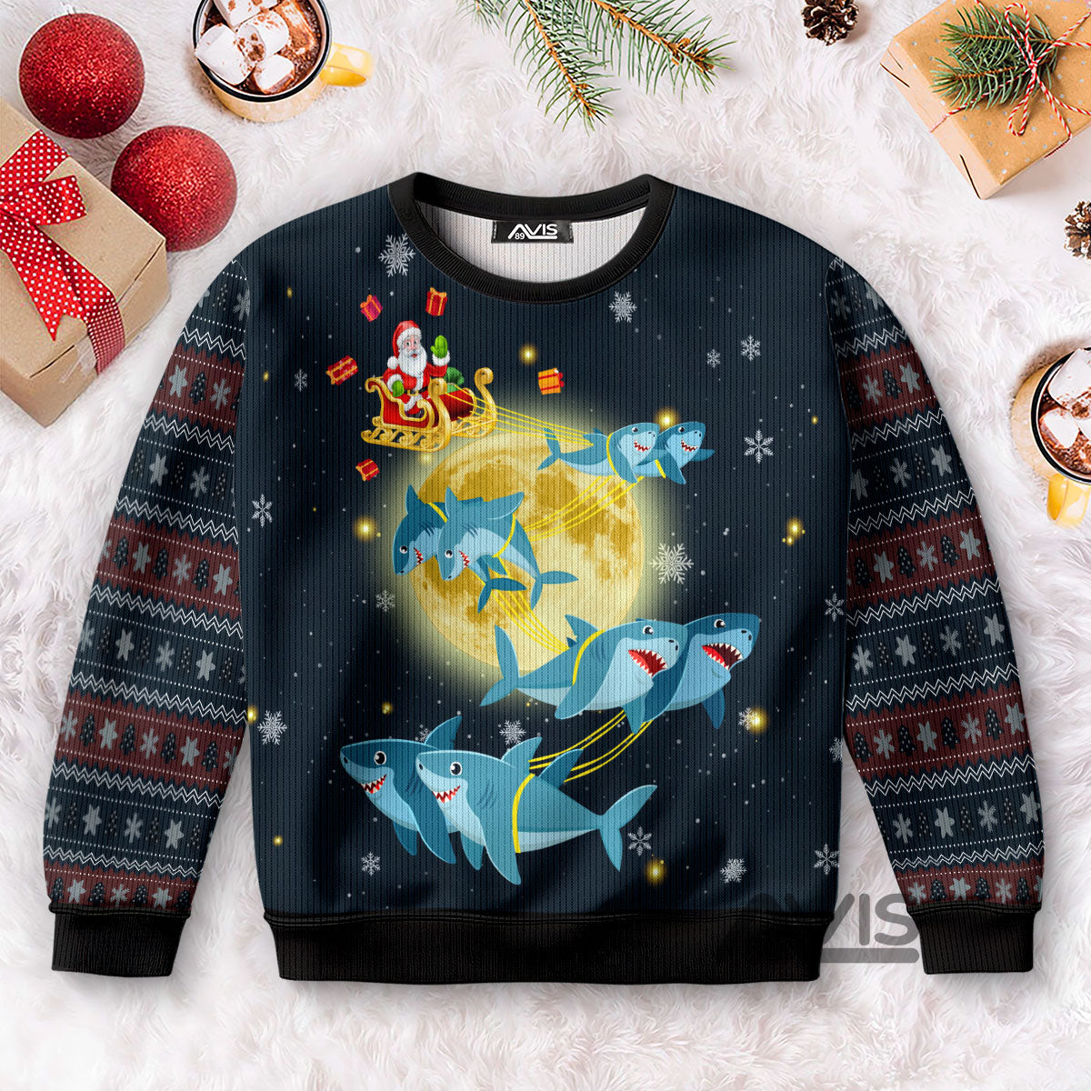 funny santa shark ugly christmas sweater for men and women