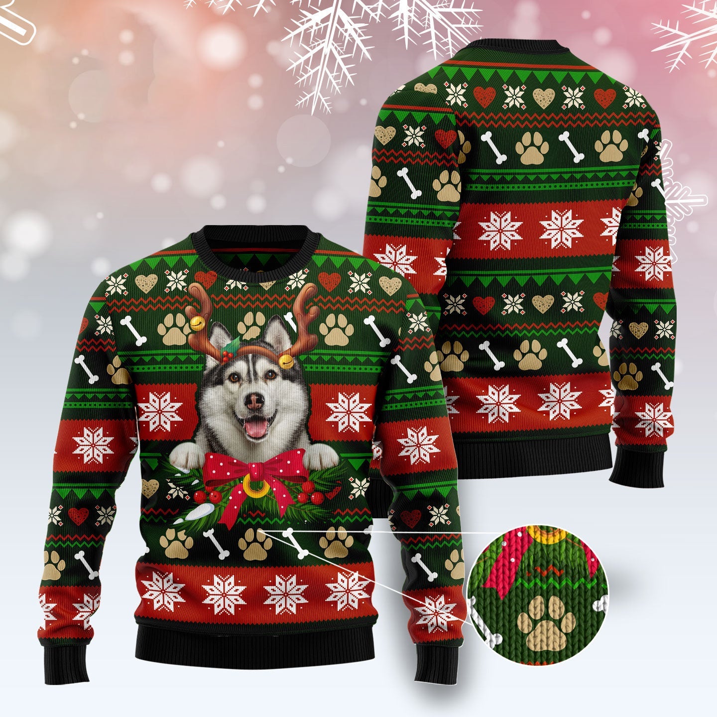 Funny Siberian Husky Ugly Christmas Sweater for Dog Lovers