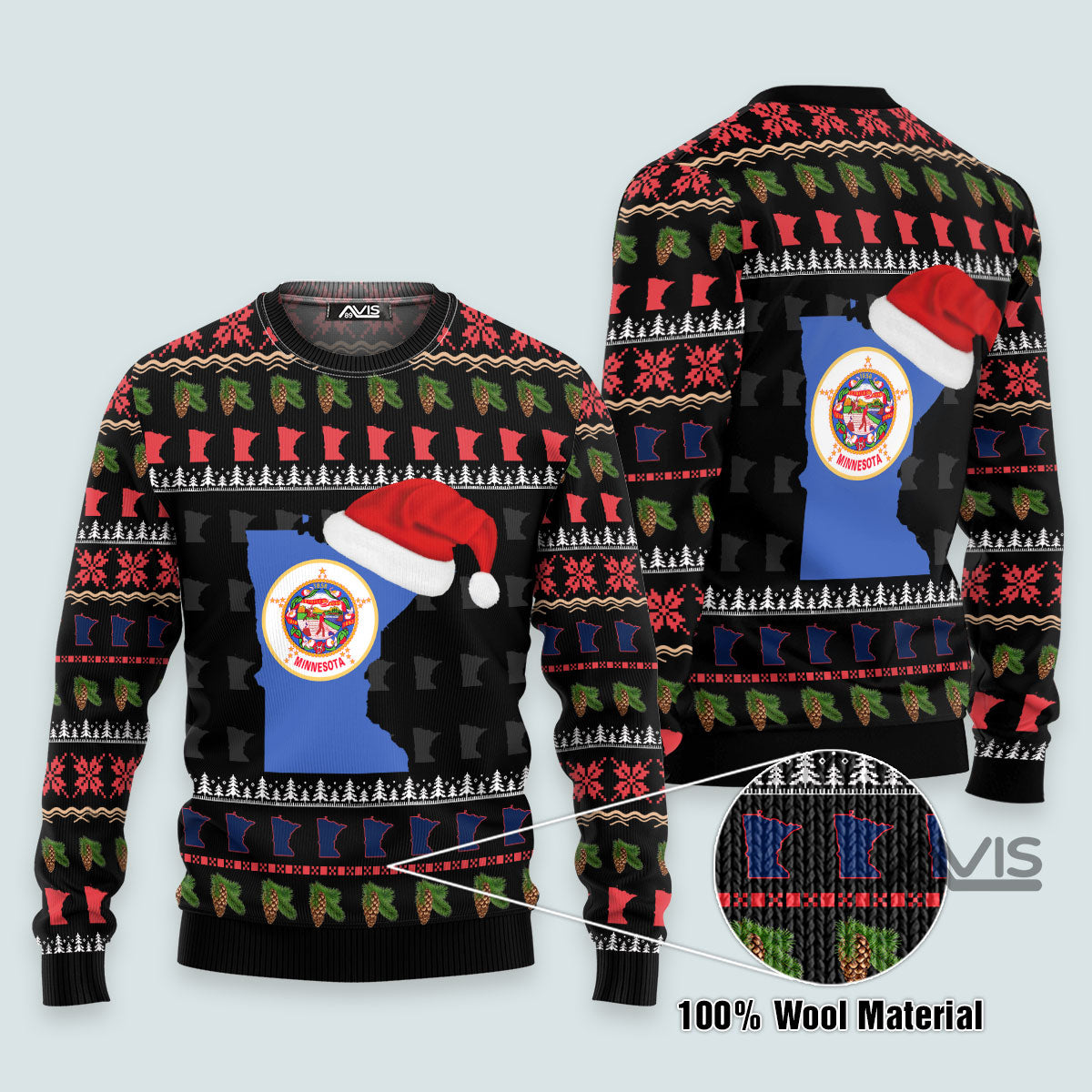 Funny Ugly Christmas Sweater Minnesota Design