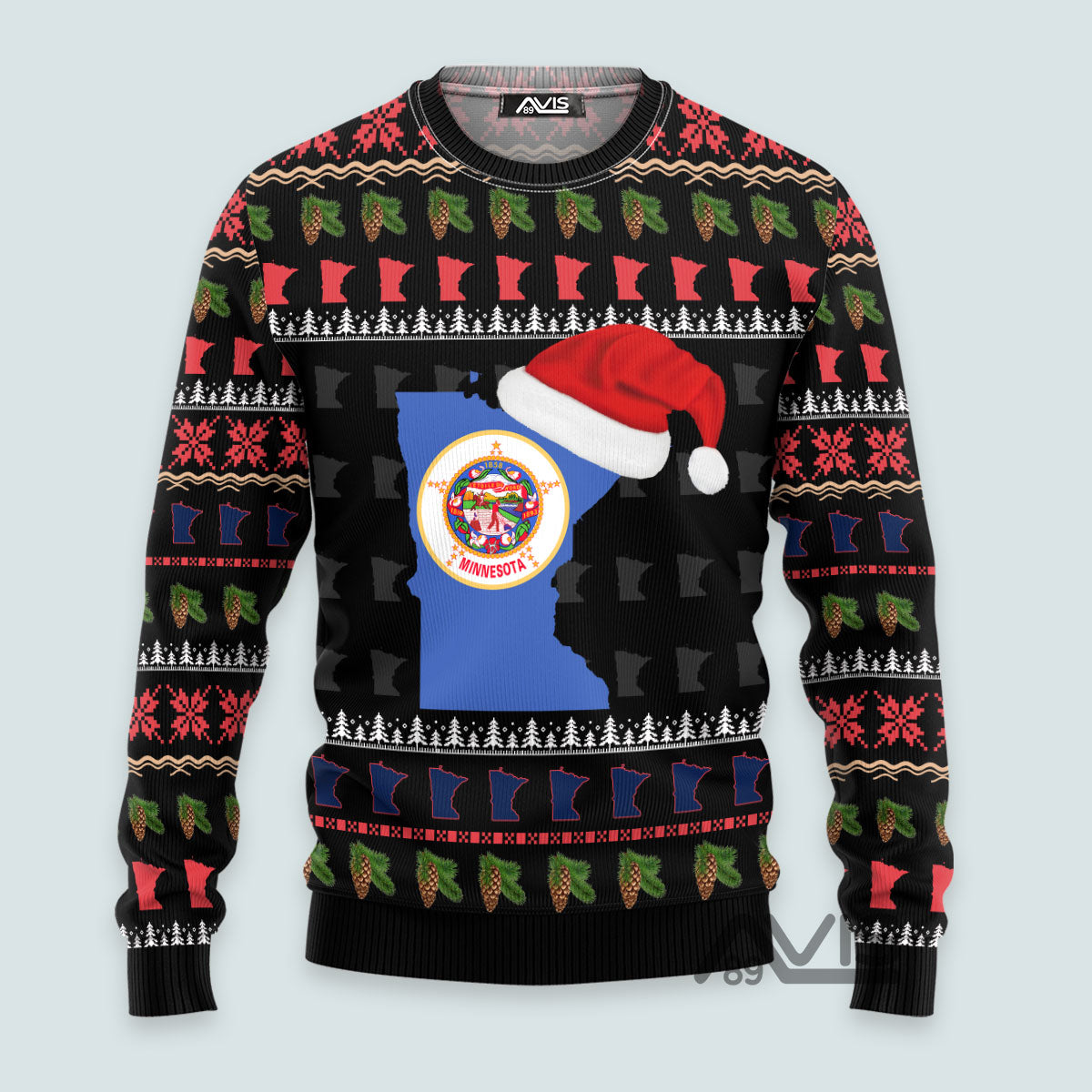 Funny Ugly Christmas Sweater Minnesota Design