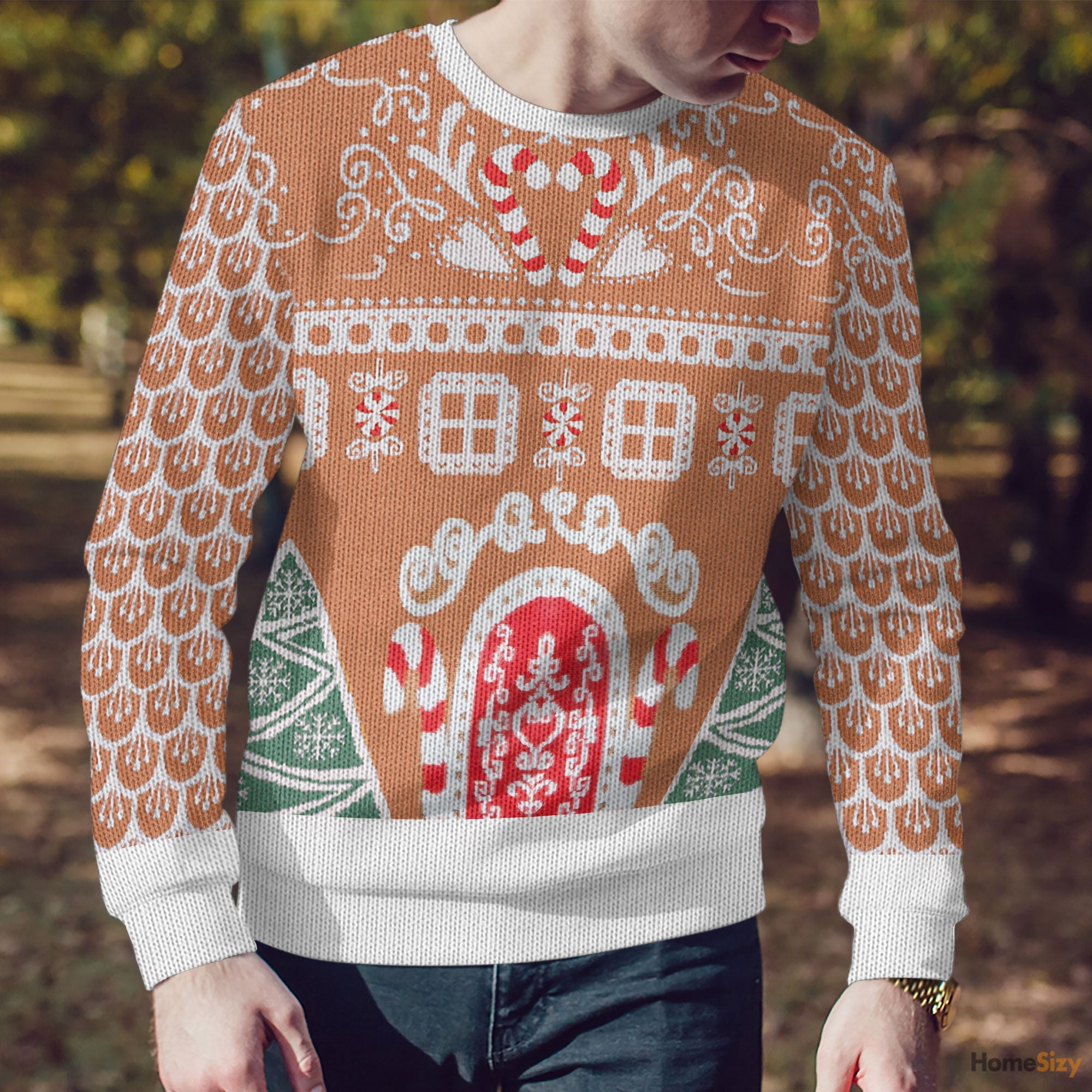 Gingerbread House Holiday Ugly Sweater for Christmas Festivities