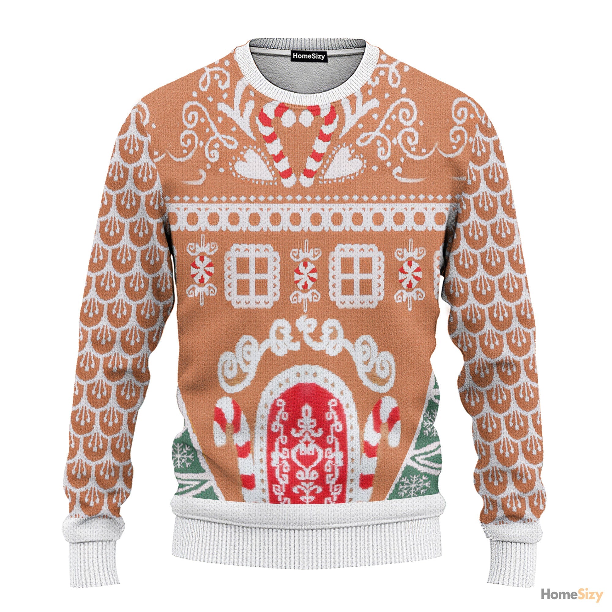 gingerbread house holiday ugly sweater for christmas festivities