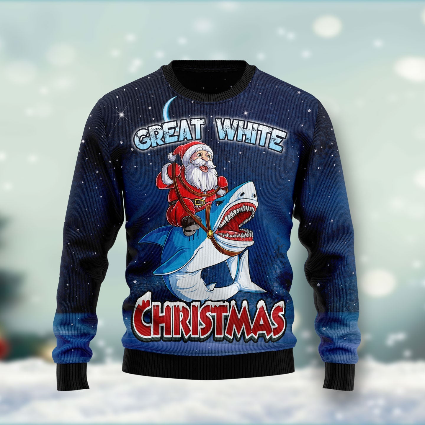 great white shark ugly christmas sweater funny holiday knitwear 08b1v