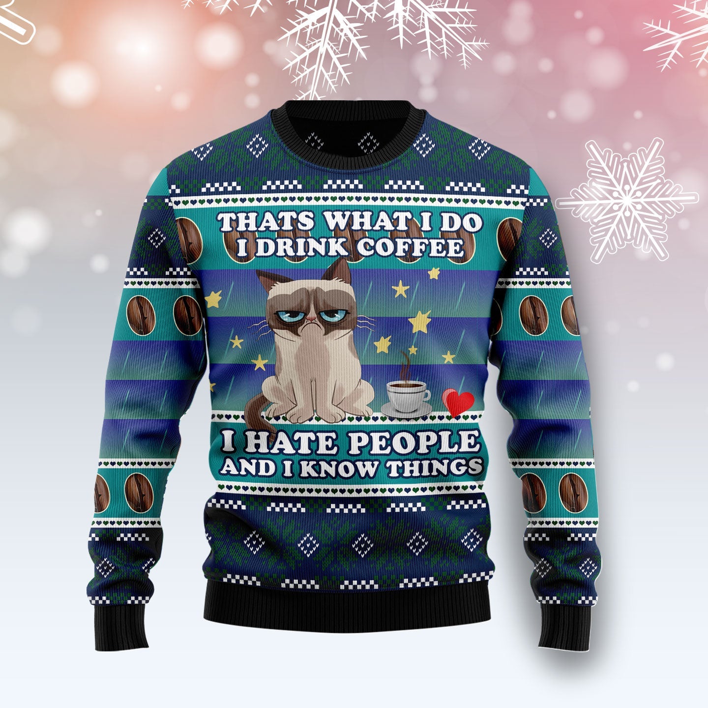 grumpy cat coffee humor ugly holiday sweater 5lfbr