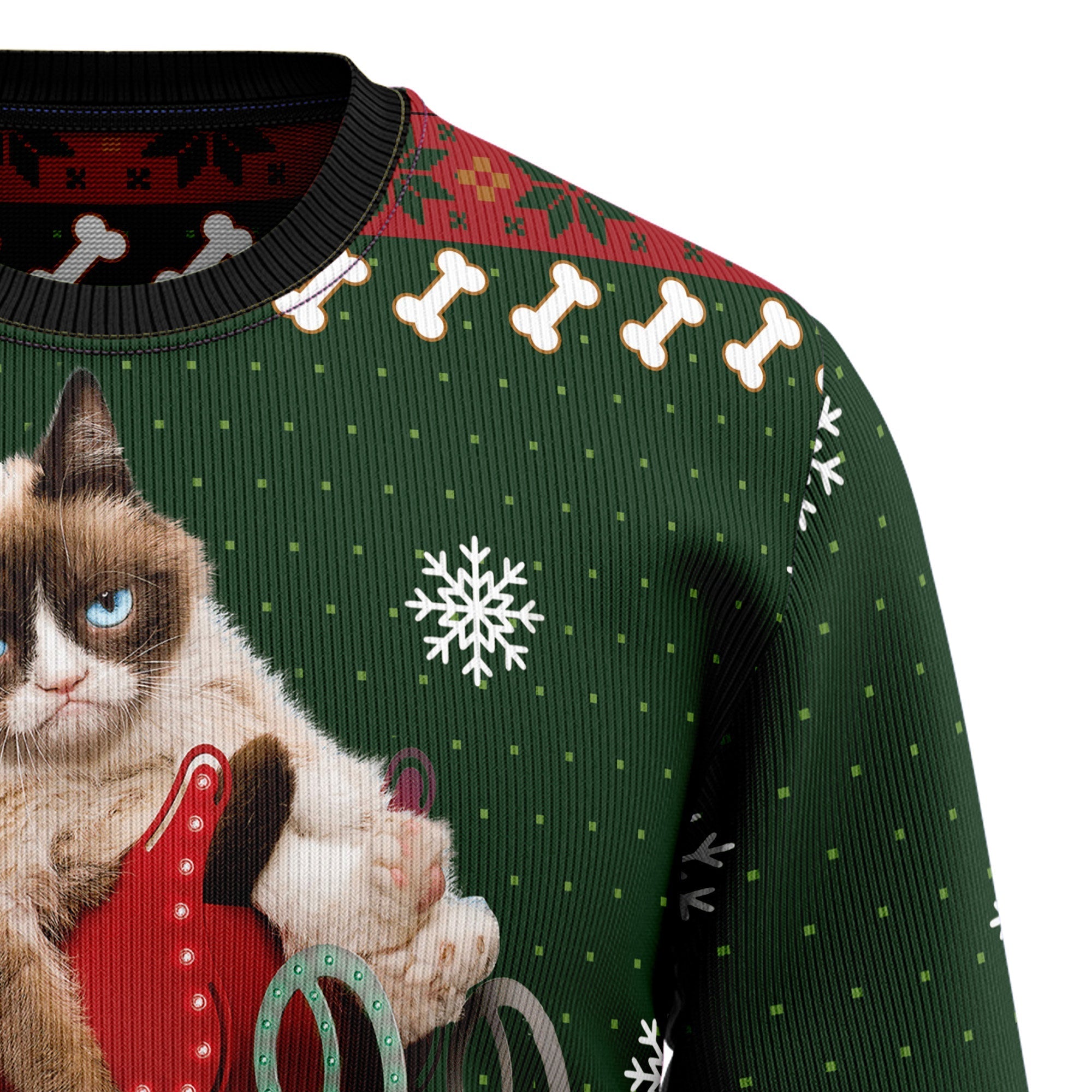 Grumpy Cat Distressed Ugly Christmas Sweater