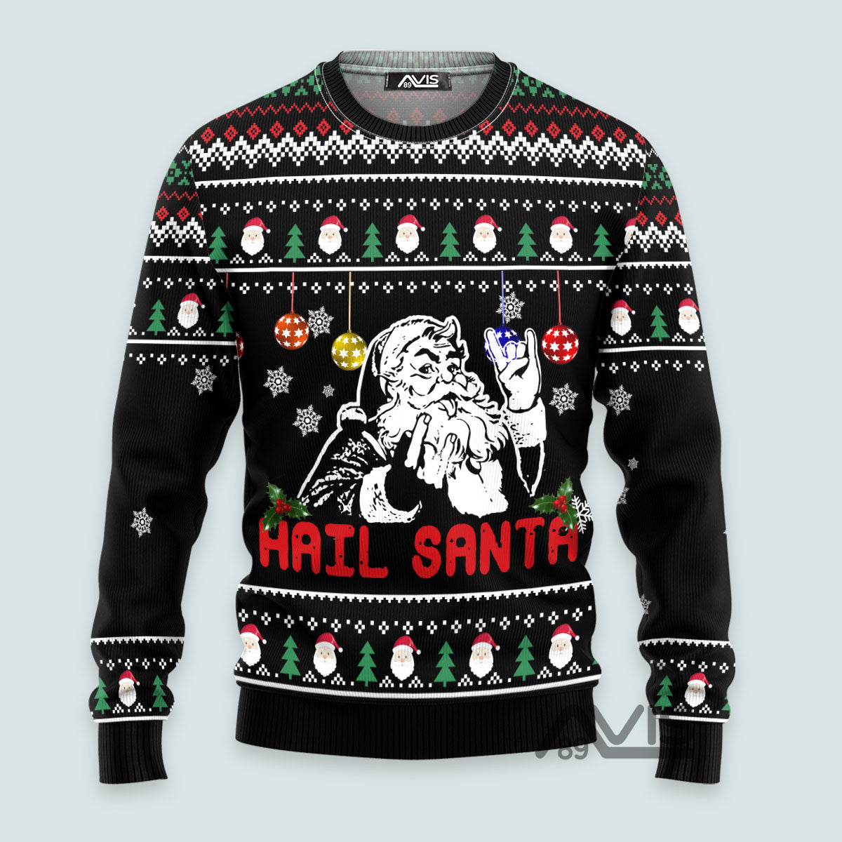 Hail Santa Black Humor Ugly Christmas Sweater