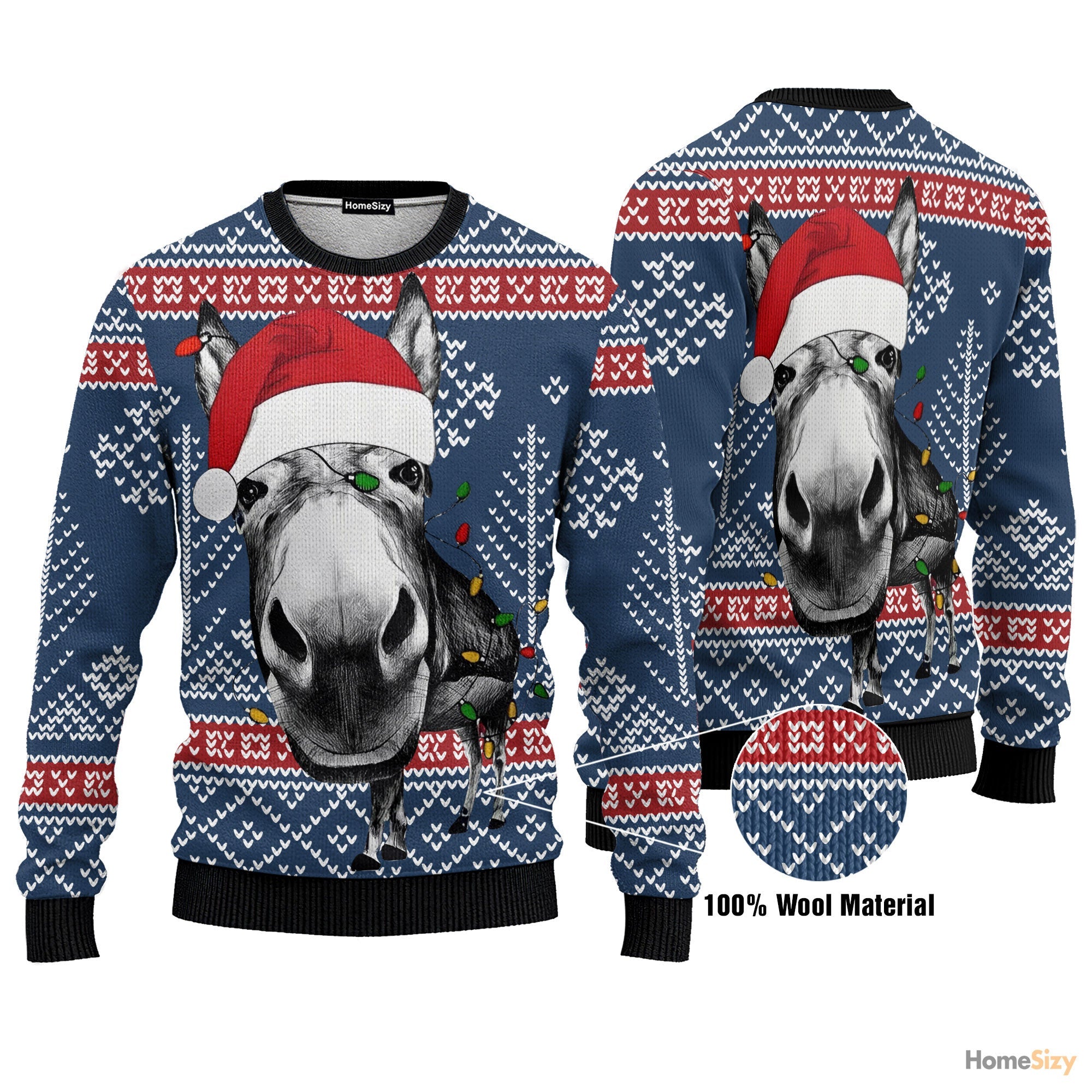 Humorous Donkey Ugly Christmas Sweater for Holiday Celebrations