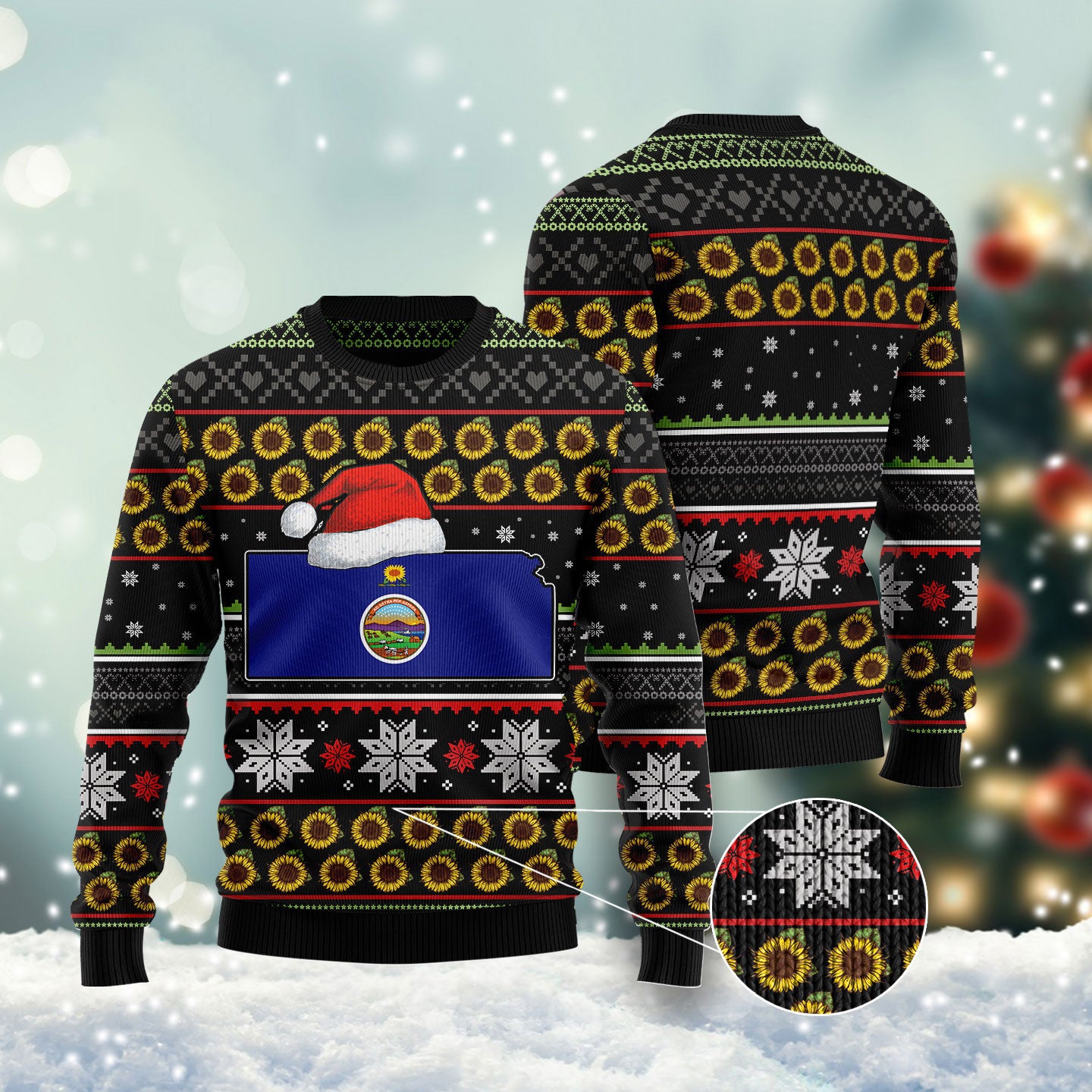 Kansas Sunflower Ugly Christmas Sweater – Fun & Festive Design