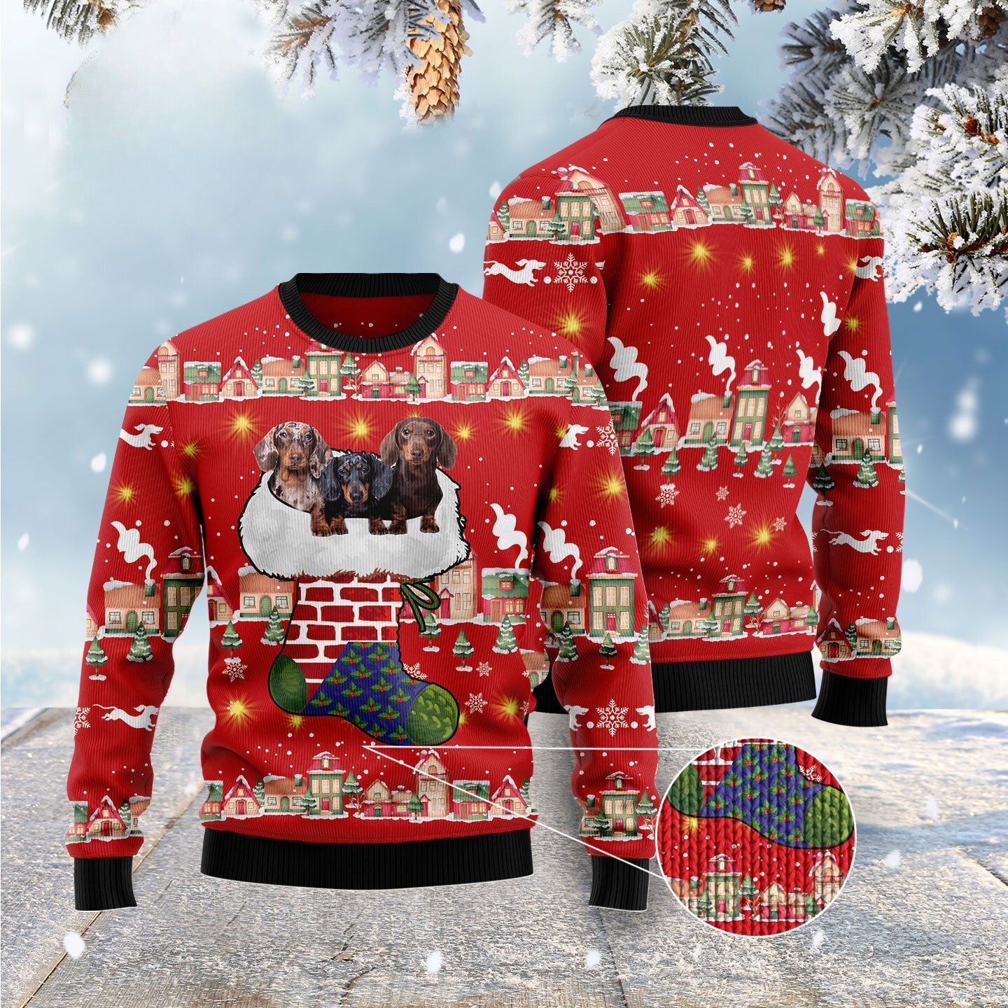 Light-Up Dachshund Ugly Christmas Sweater