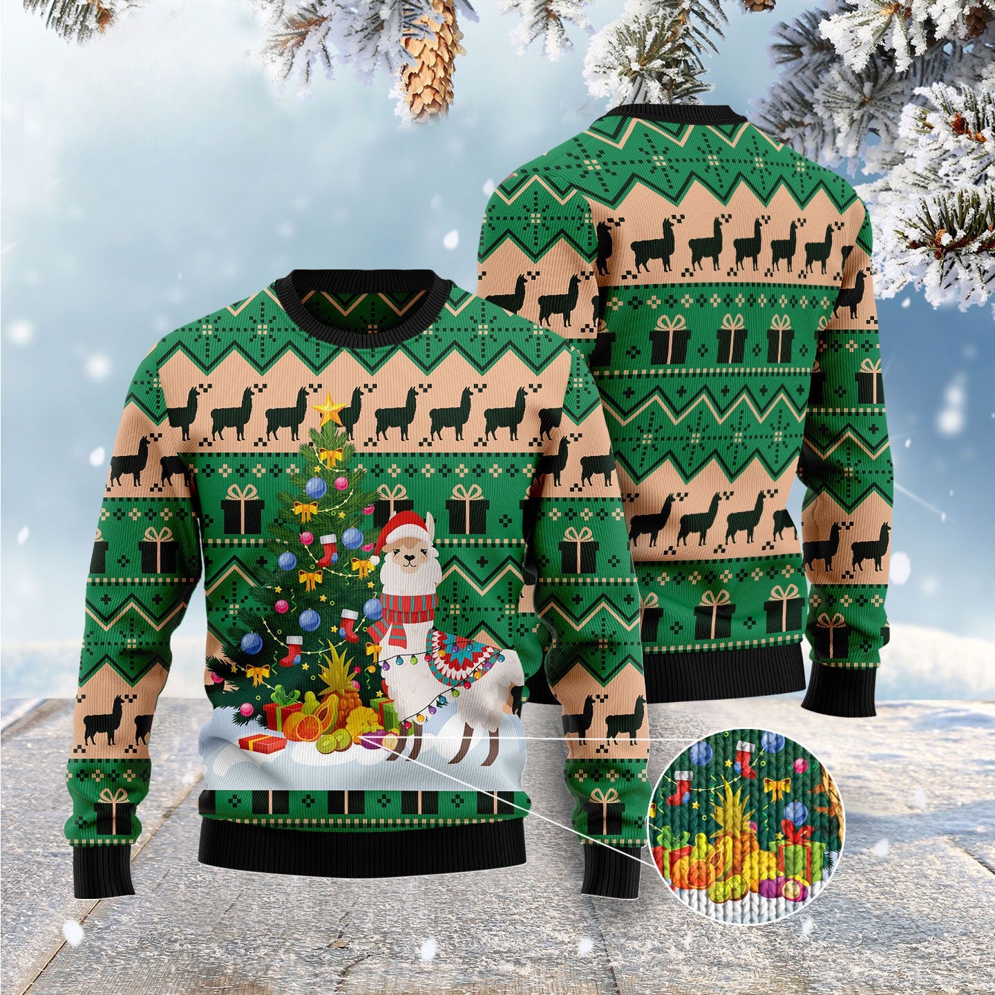 Llama Christmas Tree Ugly Sweater for Festive Holiday Cheer