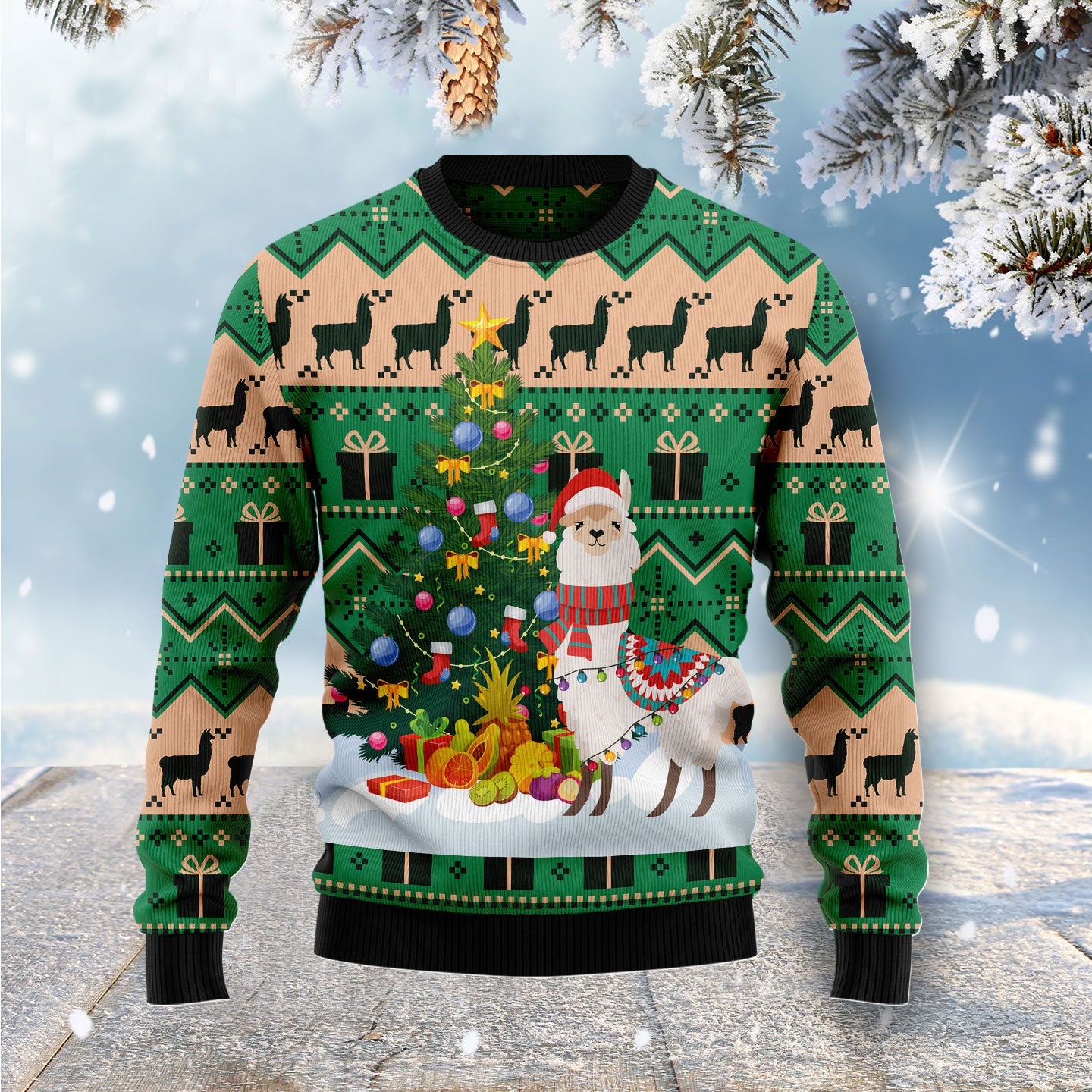 llama christmas tree ugly sweater for festive holiday cheer oaww0