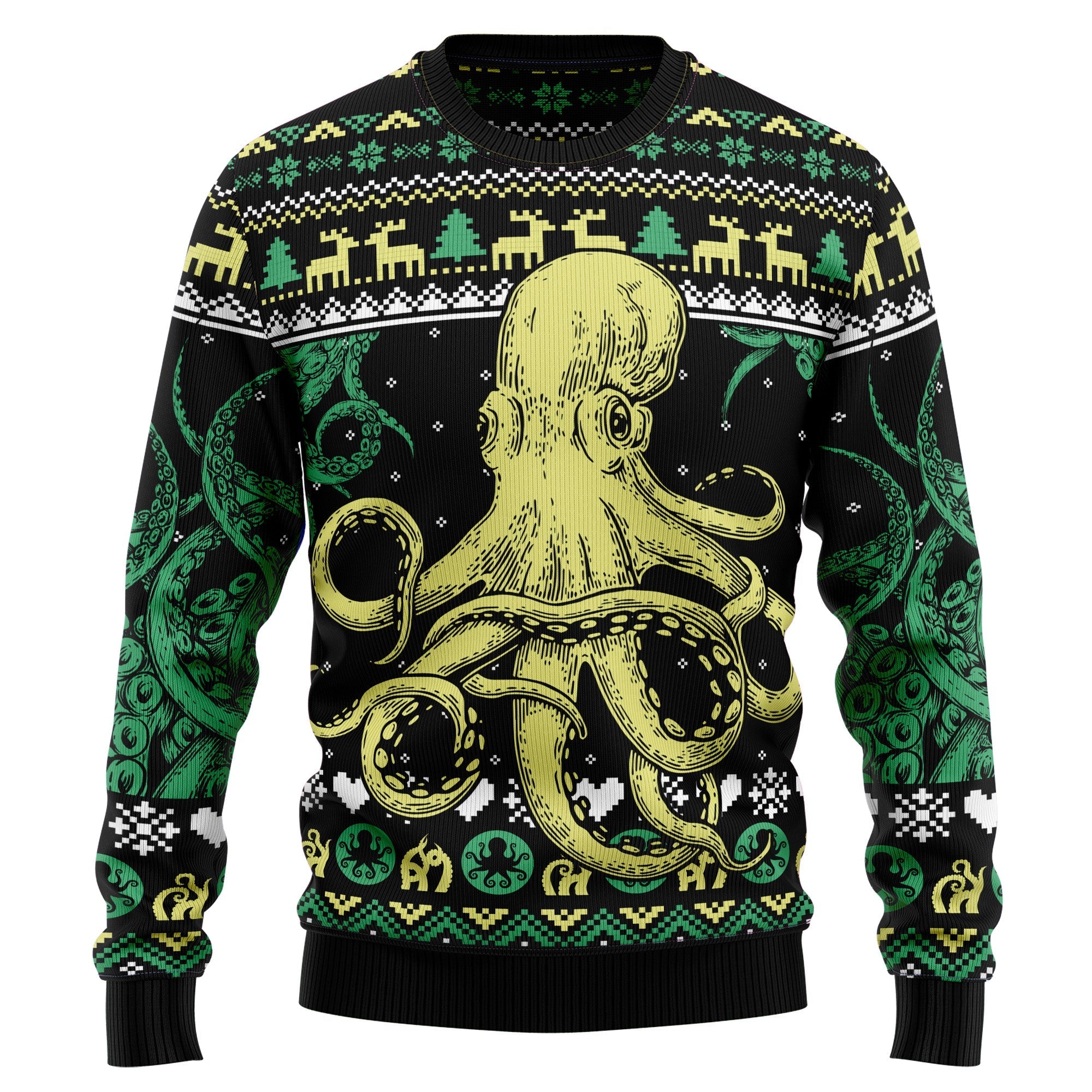 octopus themed cool ugly christmas sweater for holiday fun wgss6