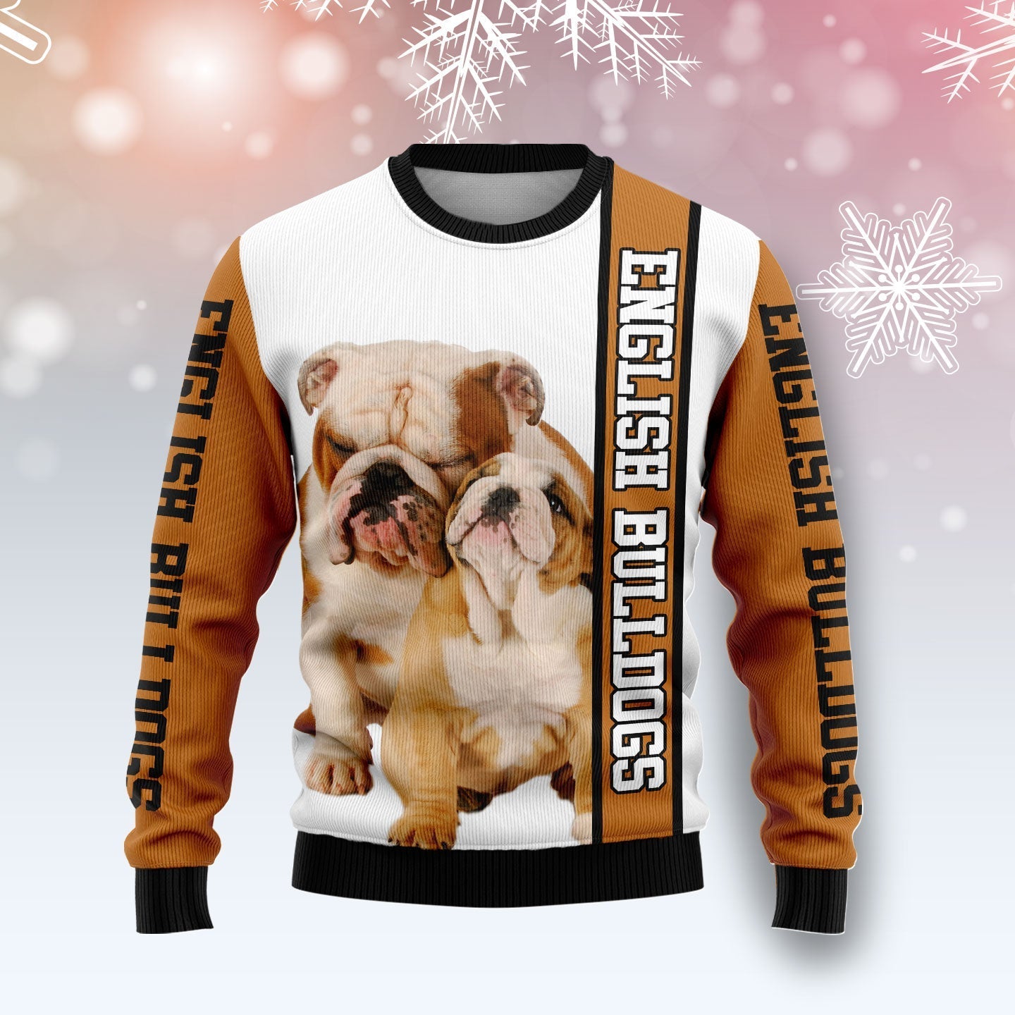 rescued english bulldog holiday sweater odu7b