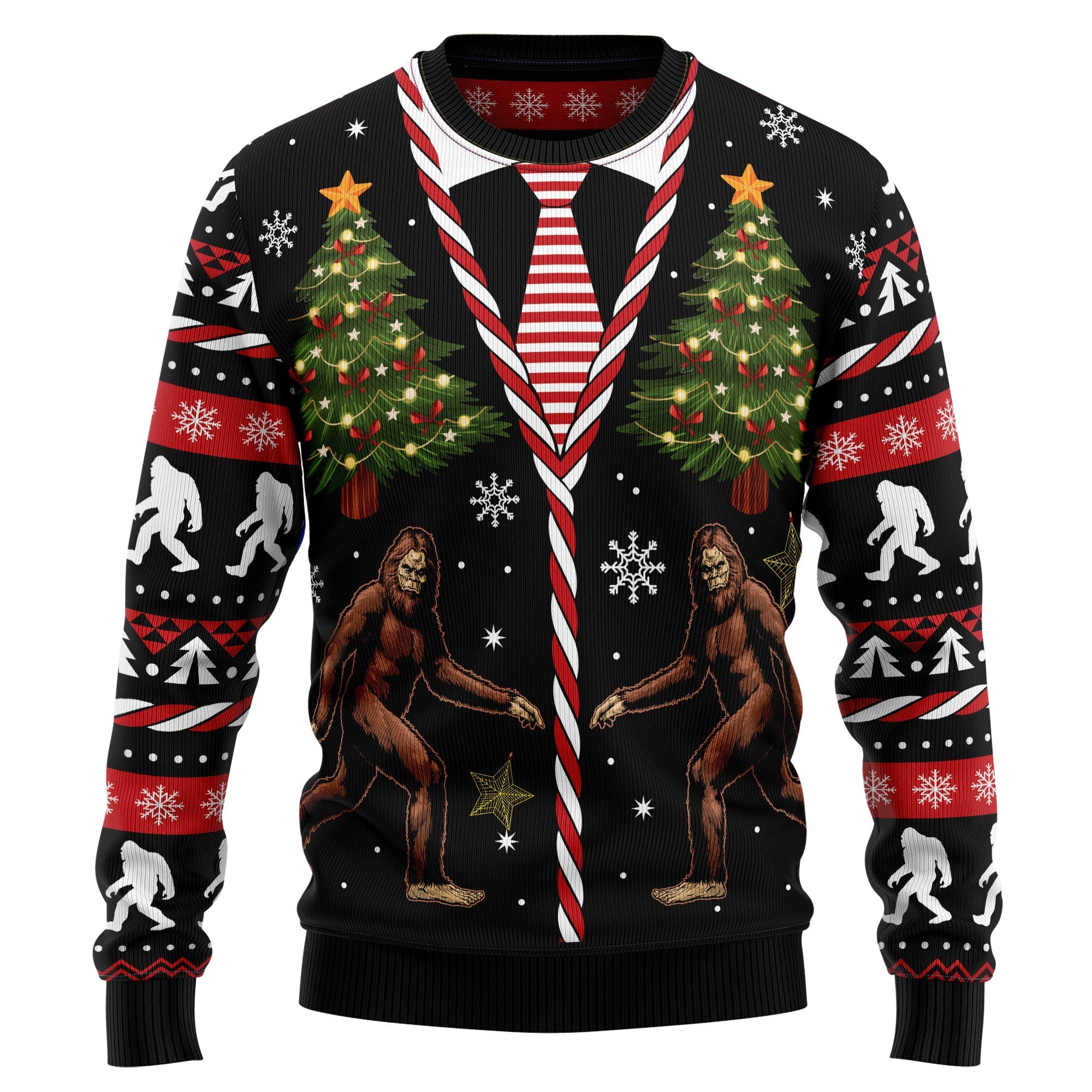 retro bigfoot ugly sweater for christmas parties and holiday celebrations