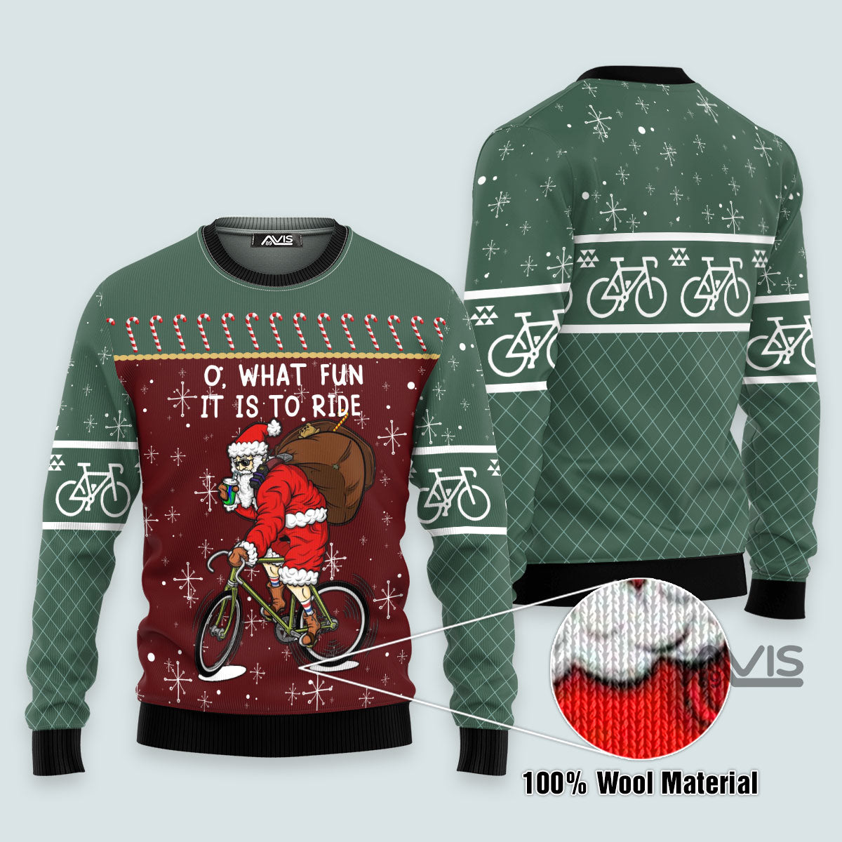 Santa Claus Cycling Christmas Sweater – Ugly Holiday Jumper for Cyclists